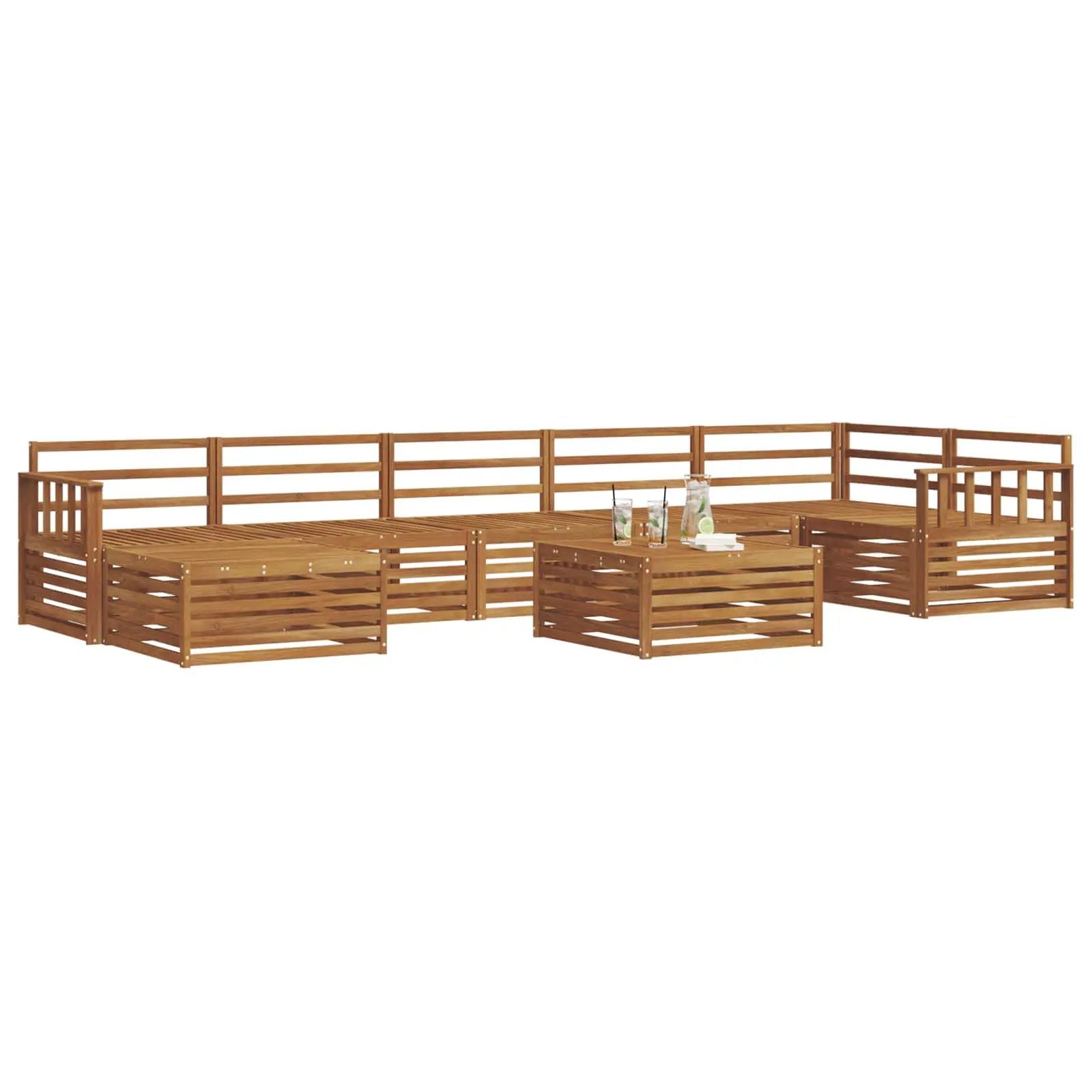 vidaXL vidaXL Outdoor Sofa Set 8 pcs Natural - Garden Sofa Sets