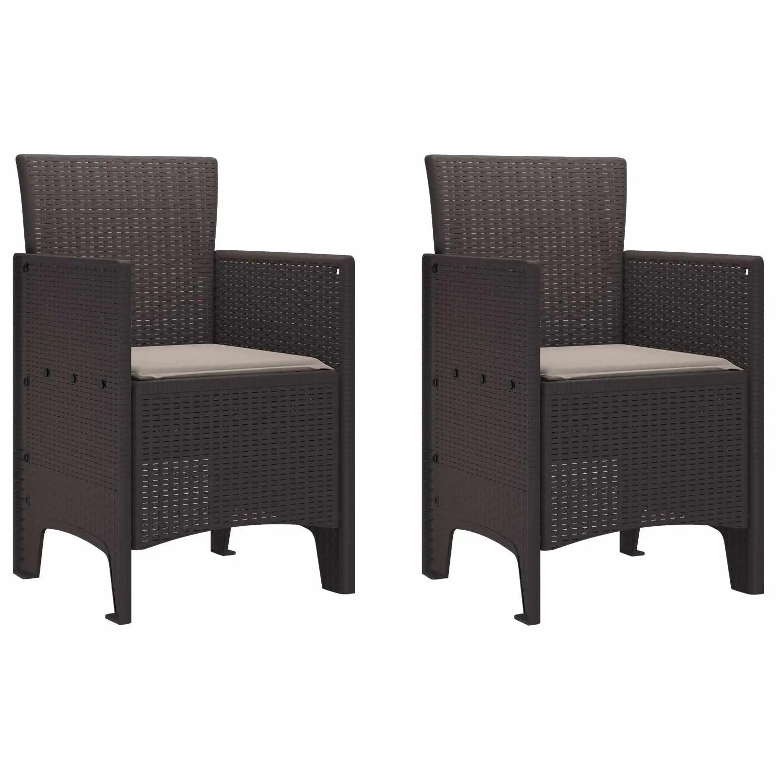 vidaXL vidaXL Garden Chair 2 pcs Brown 53 x 49 x 85 cm Polypropylene - Garden Chairs