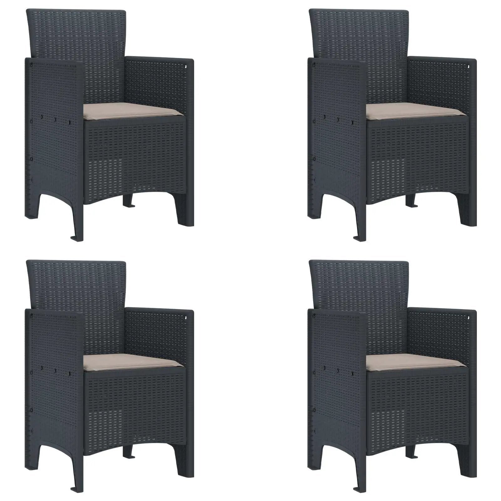 vidaXL vidaXL Garden Chair 4 pcs Anthracite 53 x 49 x 85 cm Polypropylene - Garden Chairs