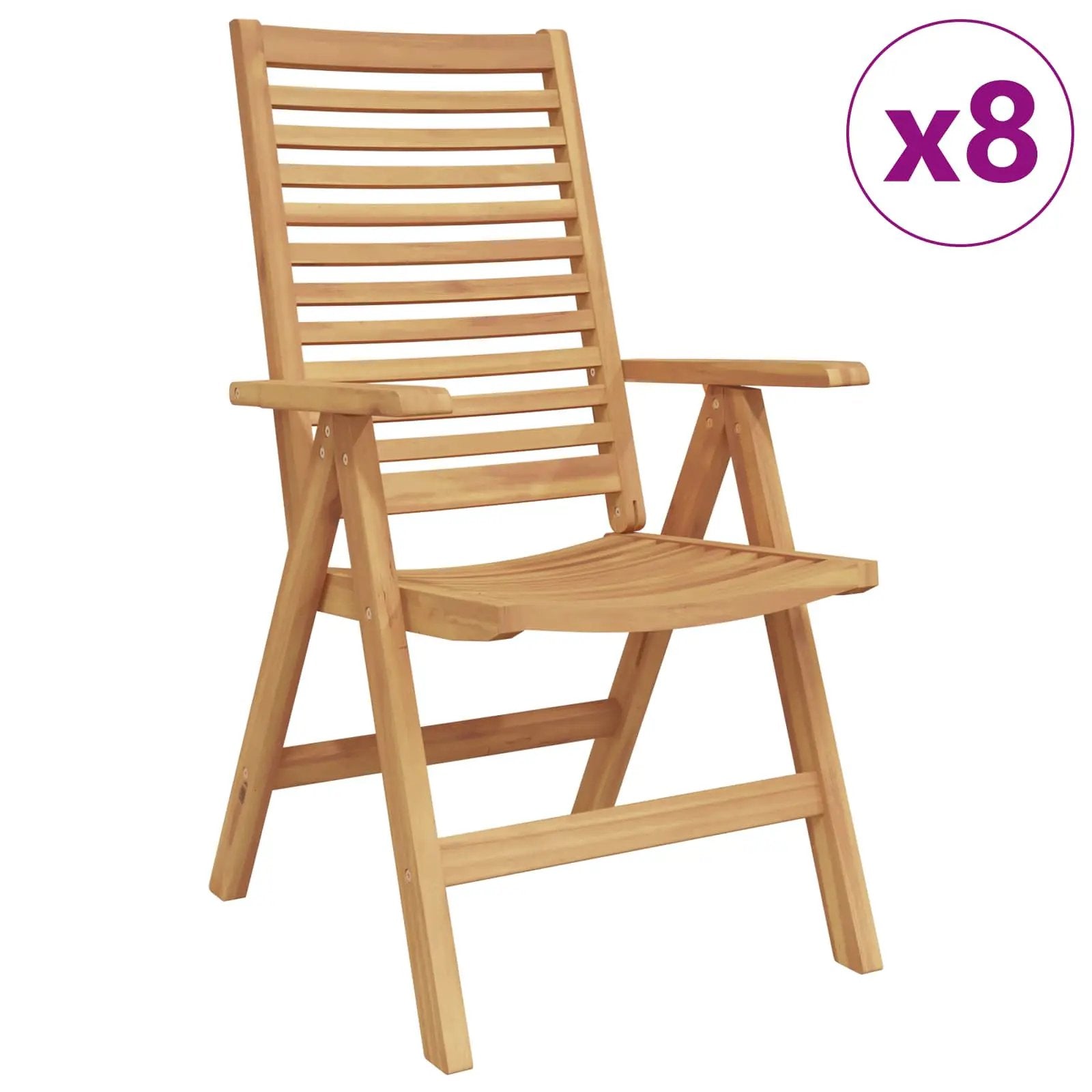 vidaXL vidaXL Chair Folding 8 pcs Brown 64.5 x 52 x 108 cm Solid Teak Wood -