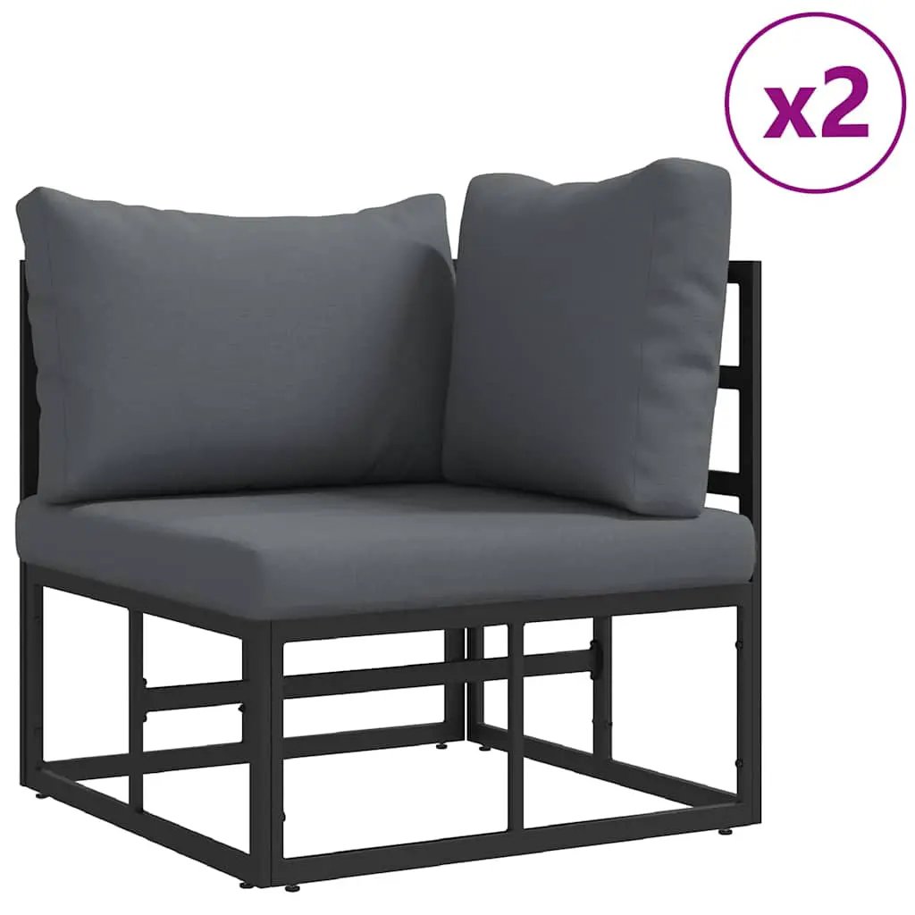vidaXL vidaXL Garden Sofa Set 3 pcs Black Metal - Garden Sofa Sets