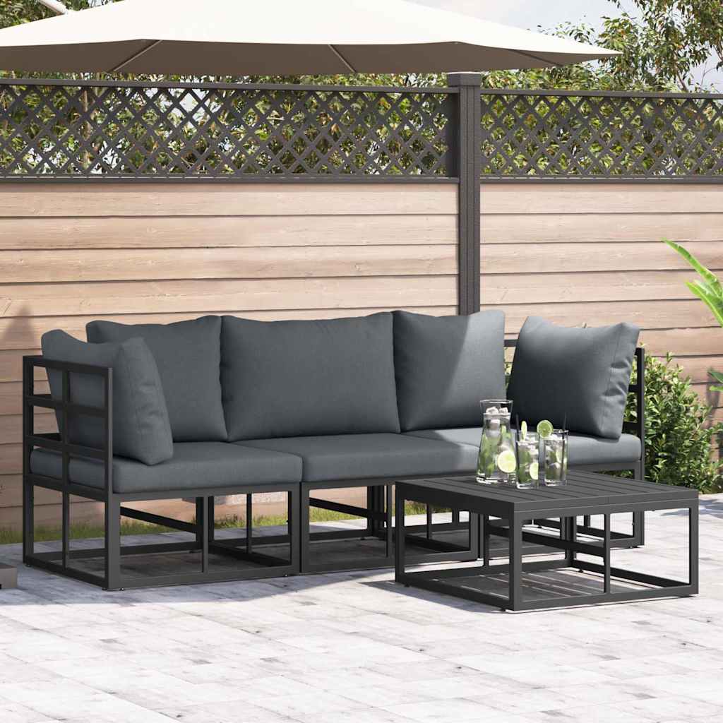 vidaXL vidaXL Garden Sofa Set 4 pcs Black Metal - Garden Sofa Sets