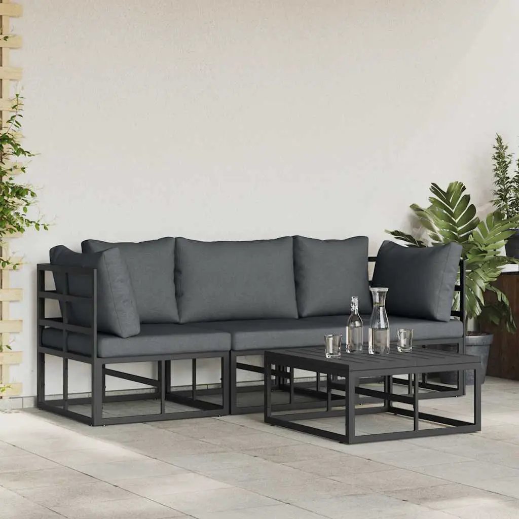 vidaXL vidaXL Garden Sofa Set 4 pcs Black Metal - Garden Sofa Sets