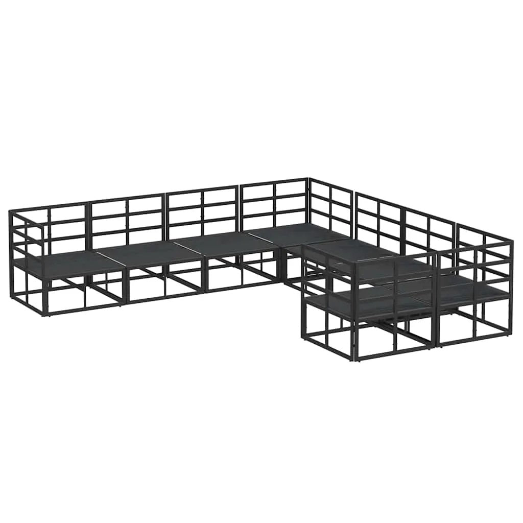 vidaXL vidaXL Garden Sofa Set with Cushion 8 pcs Black Steel - Garden Sofa Sets