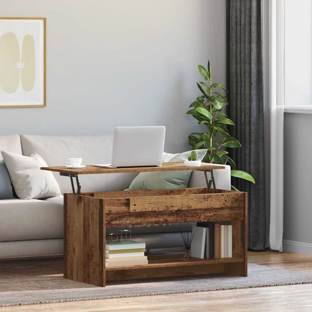 VidaXL Coffee Table 80 x 50.5 x 41.5 cm Rustic Old Wood Engineered Wood With Open Shelf For Living Room by vidaXL