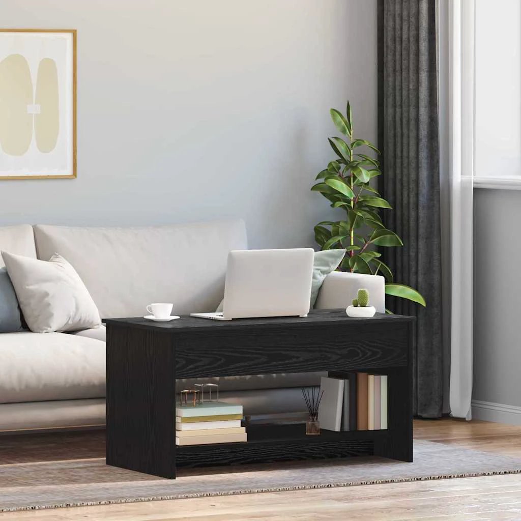 VidaXL Coffee Table 80 x 50.5 x 41.5 cm Black Oak Engineered Wood Modern Minimalist Living Room Centerpiece by vidaXL