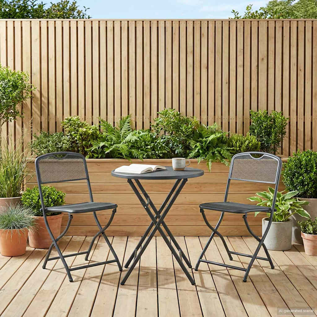 vidaXL vidaXL Garden Chairs Folding 2 pcs Anthracite 52.5 x 46 x 82 cm Iron -