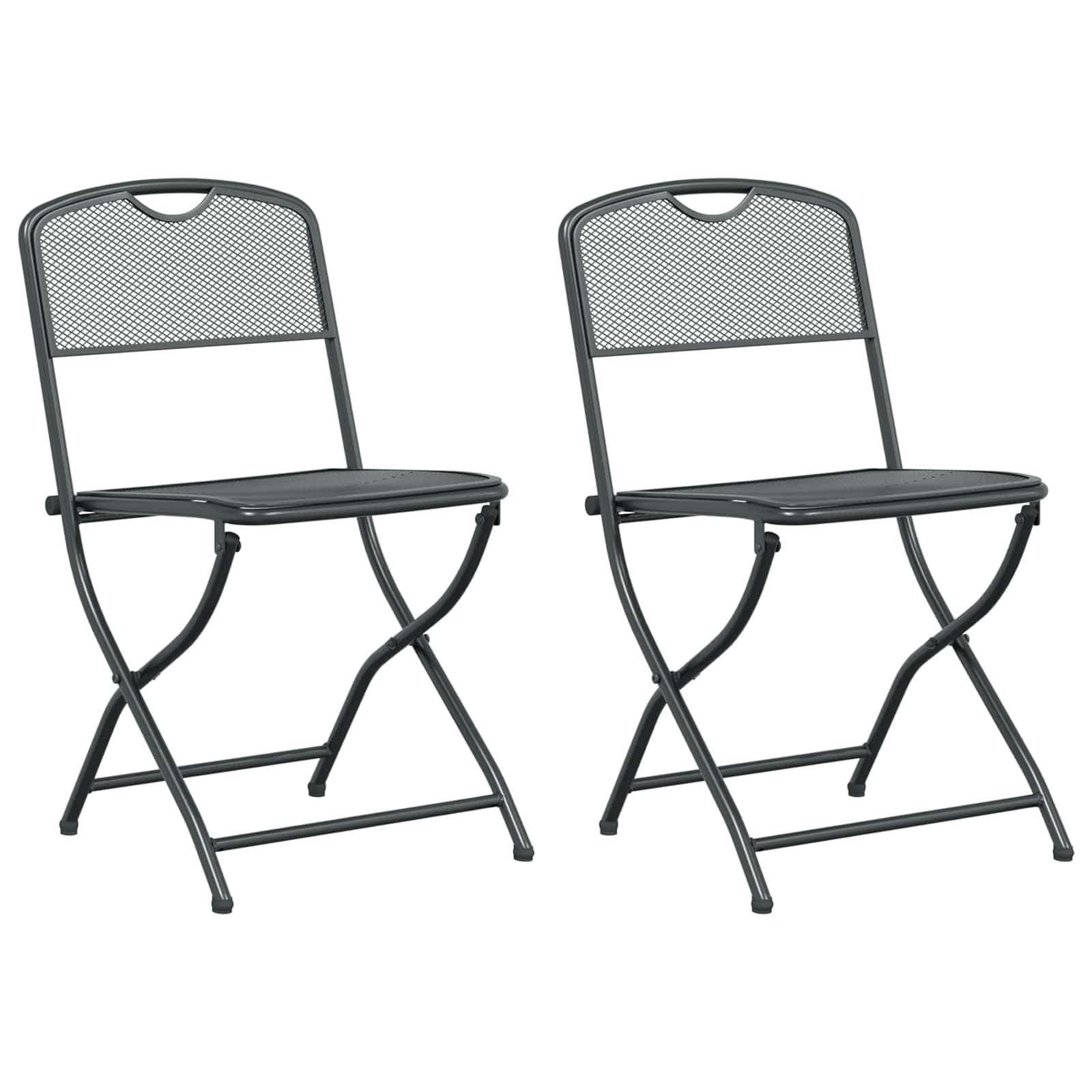 vidaXL vidaXL Garden Chairs Folding 2 pcs Anthracite 52.5 x 46 x 82 cm Iron -
