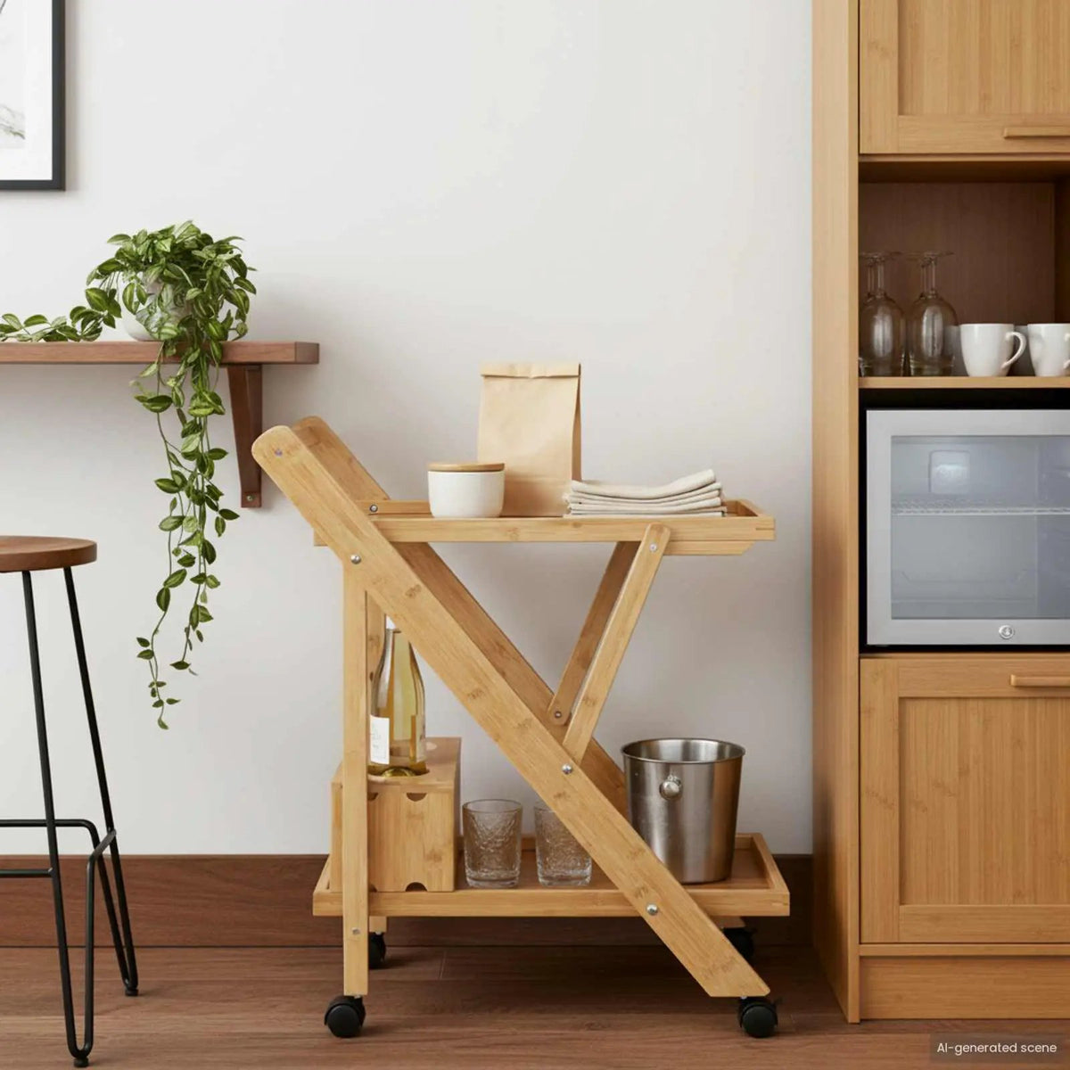 vidaXL Kitchen Trolley with Wheels Light Brown 65 x 40.5 x 76.5 cm - from vidaXL