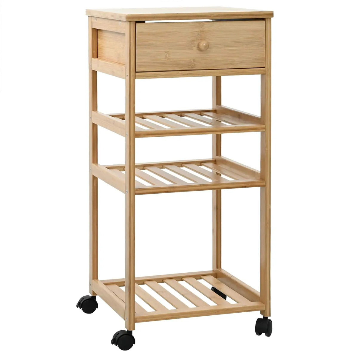 vidaXL Kitchen Trolley with Wheels Natural 37 x 36 x 80 cm Bamboo - from vidaXL