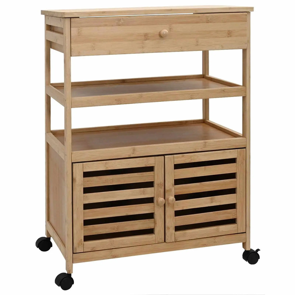 vidaXL Kitchen Trolley with Wheels Natural 59.5 x 36 x 82 cm Bamboo - from vidaXL