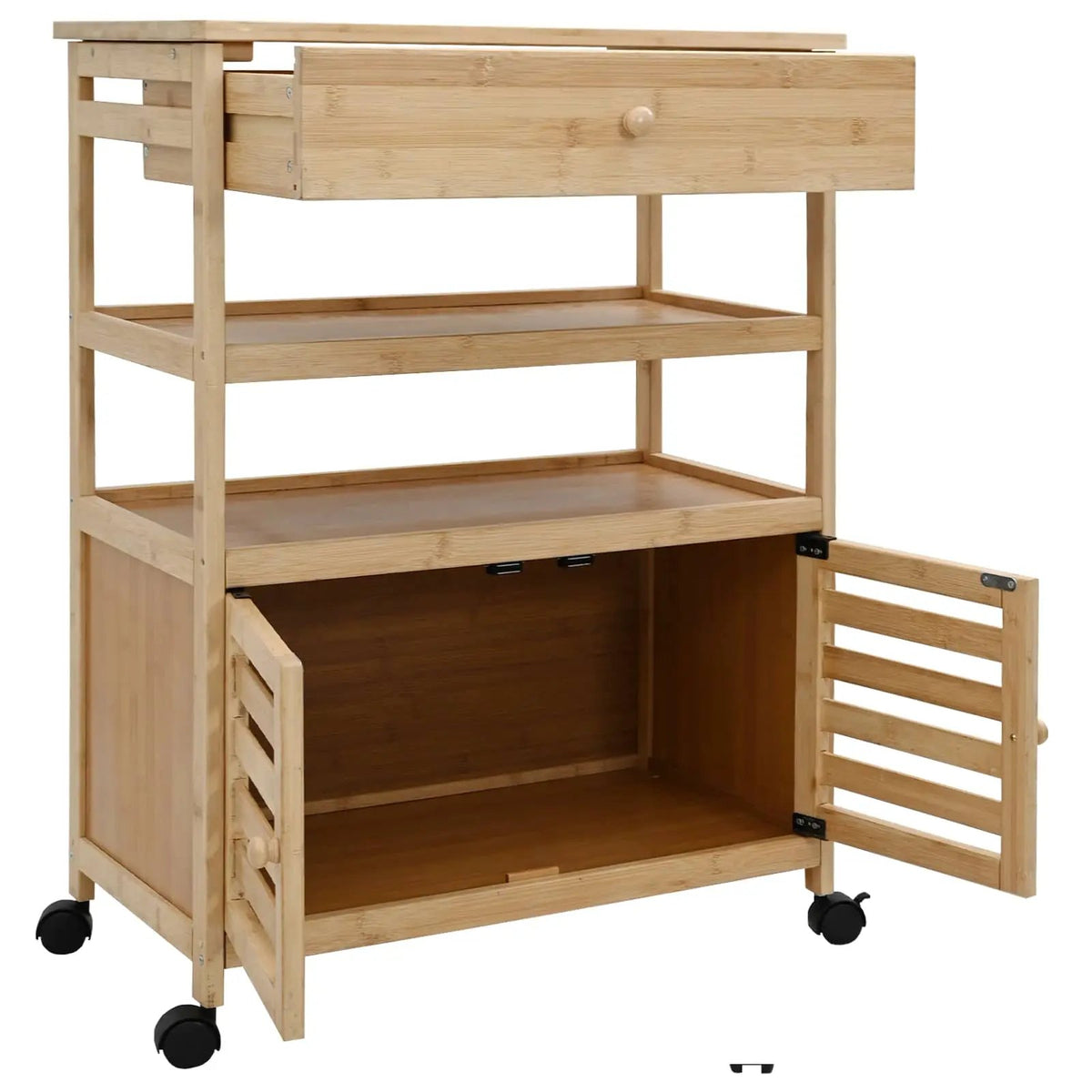 vidaXL Kitchen Trolley with Wheels Natural 59.5 x 36 x 82 cm Bamboo - from vidaXL