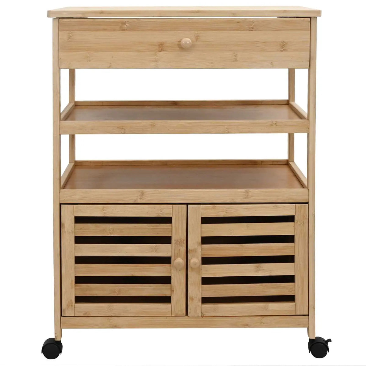 vidaXL Kitchen Trolley with Wheels Natural 59.5 x 36 x 82 cm Bamboo - from vidaXL