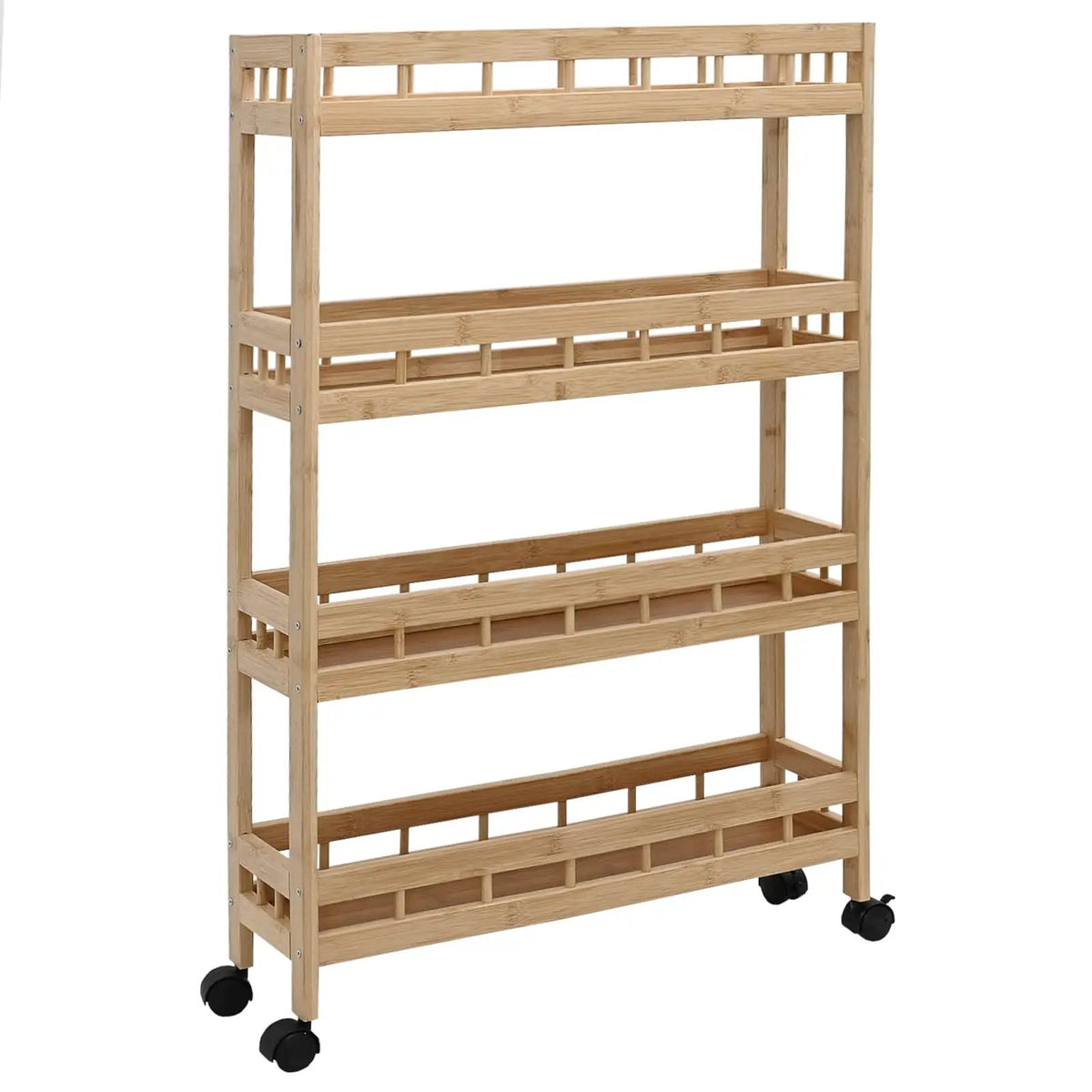 vidaXL Kitchen Trolley with Wheels Natural 60 x 18 x 97 cm Bamboo - from vidaXL