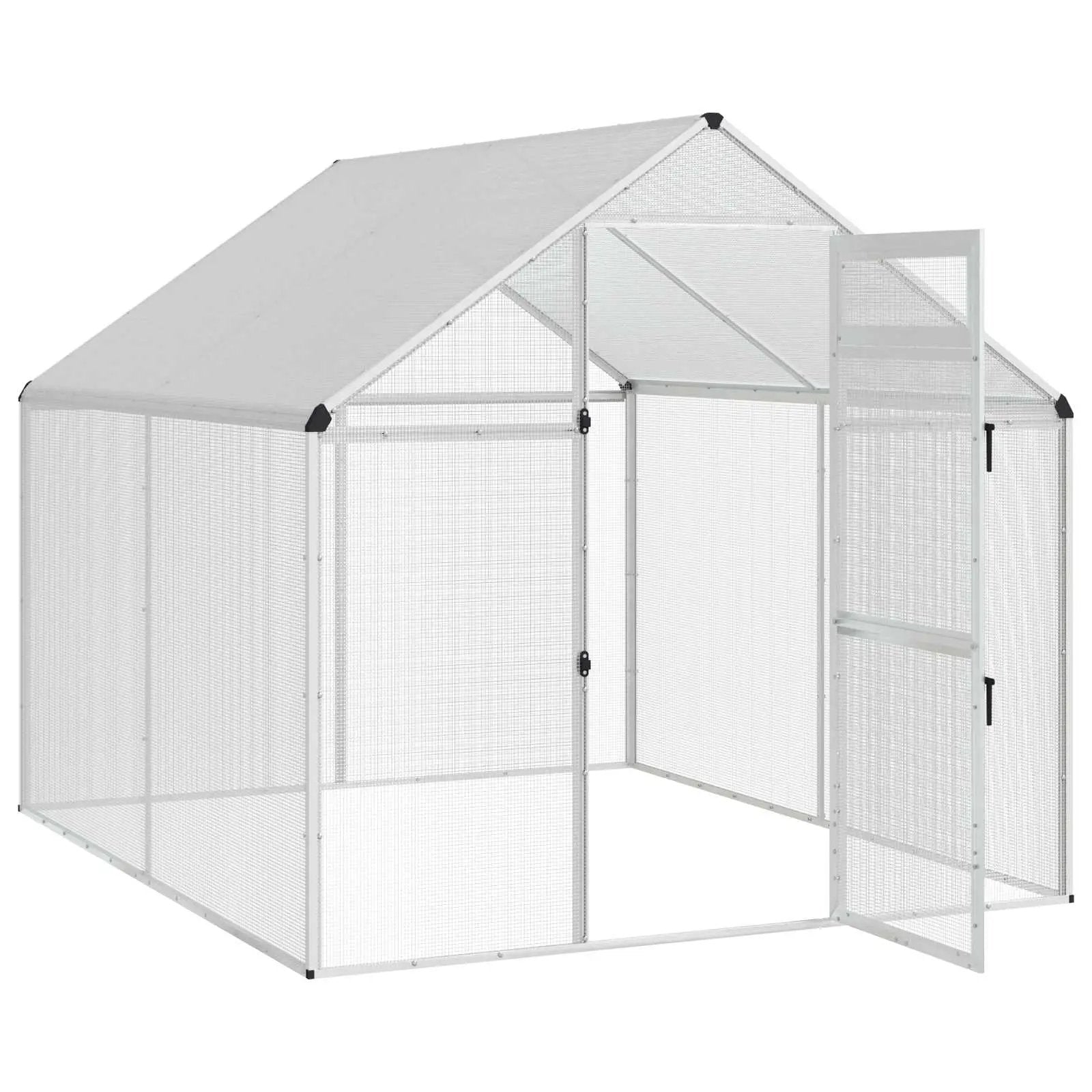 vidaXL vidaXL Bird Cage Silver 181.5 x 221 x 173.5 cm Welded Wire Mesh - Bird Cage