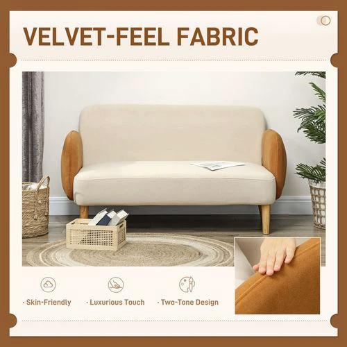 HOMCOM Modern 2 Seater Sofa w/ Rubber Wood Legs 130 x 74 x 76cm - Sofa