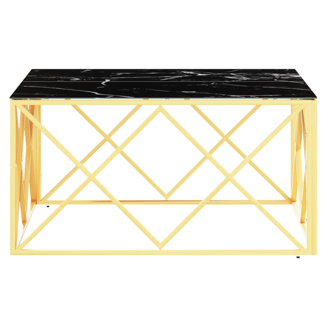 vidaXL Coffee Table 80x80x40 cm Gold Stainless Steel Marble Pattern Glass Top Living Room by vidaXL