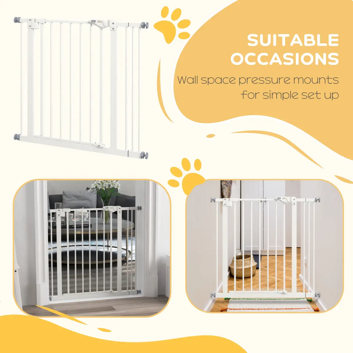 PawHut PawHut Adjustable Safety Gate w/ 1 Extensions and Four Adjustable Screws, White - Pet Gate