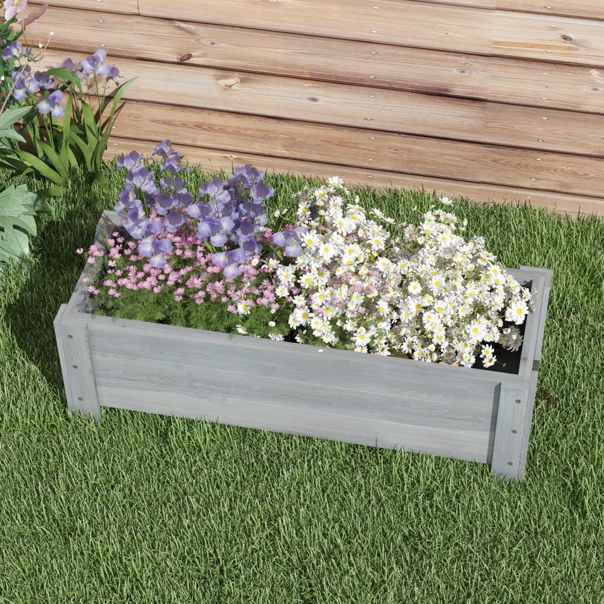 Outsunny Outsunny Raised Bed Planter 100x36.5x36cm Drainage Garden - Planters