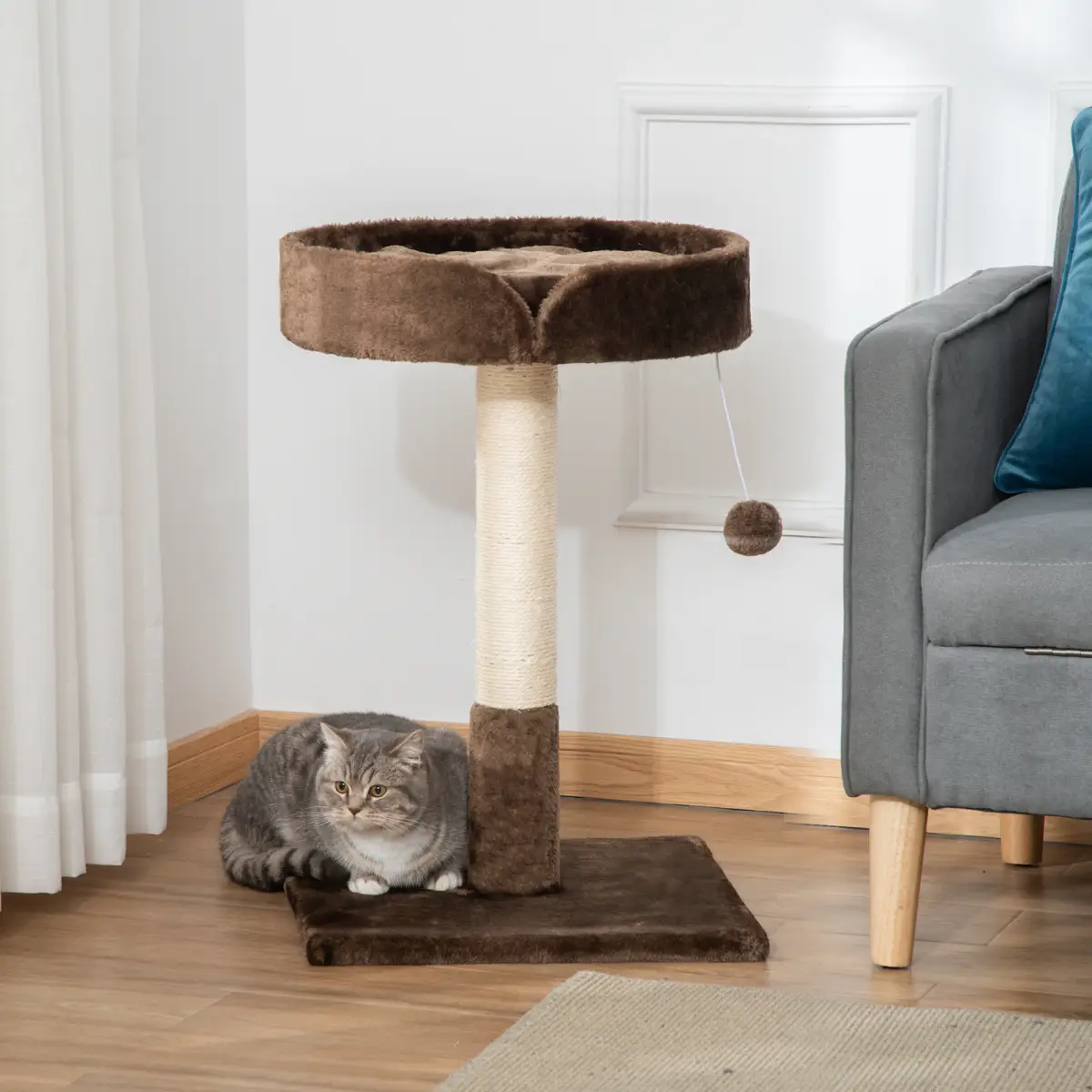 Unbranded Small Cat Tree for Indoor Cats W/ Sisal Scratching Post Bed Cushion Toy Pawhut - Cat Tree
