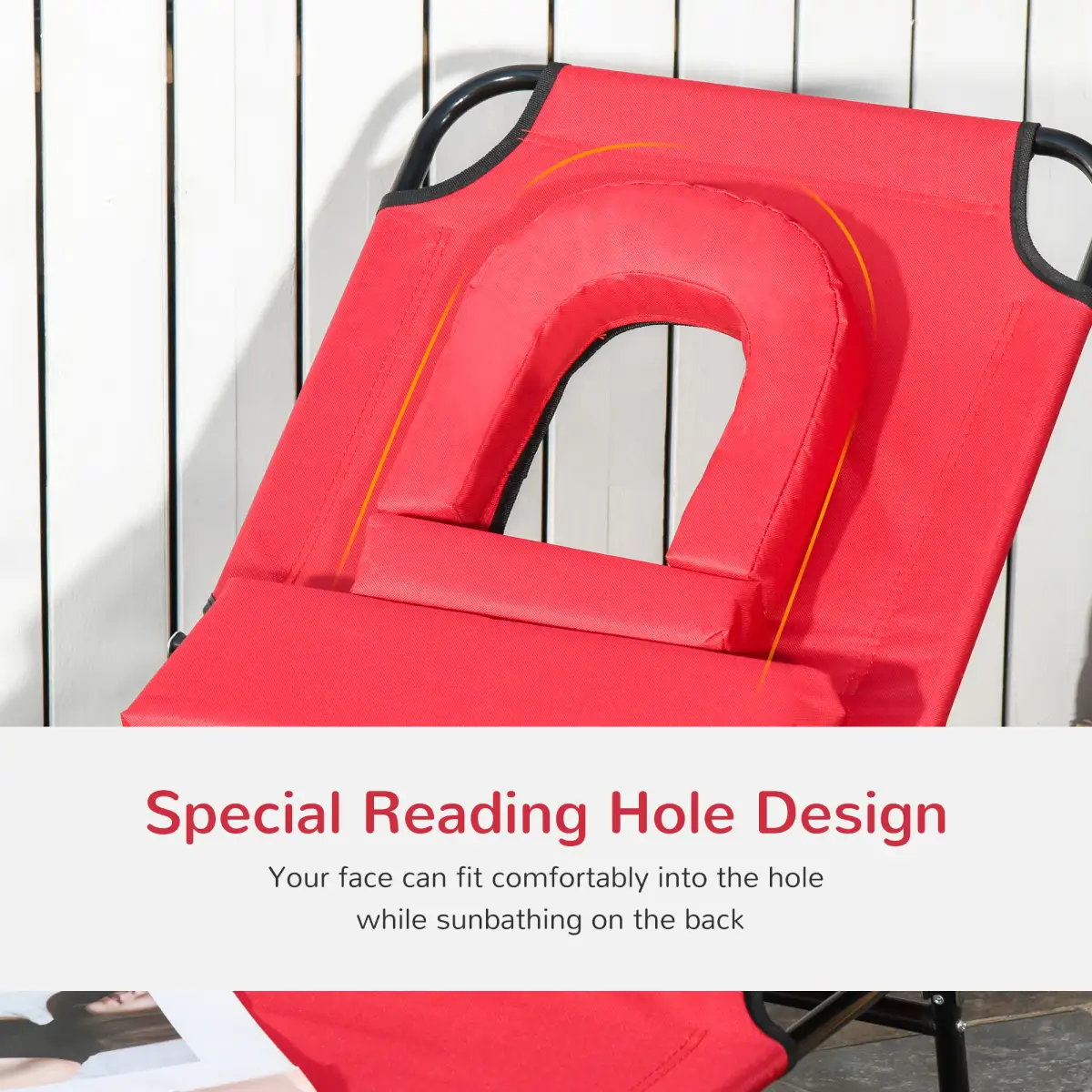 Outsunny Outsunny Folding Sun Lounger Reclining Chair w/ Pillow Reading Hole Red - Sun Lounger