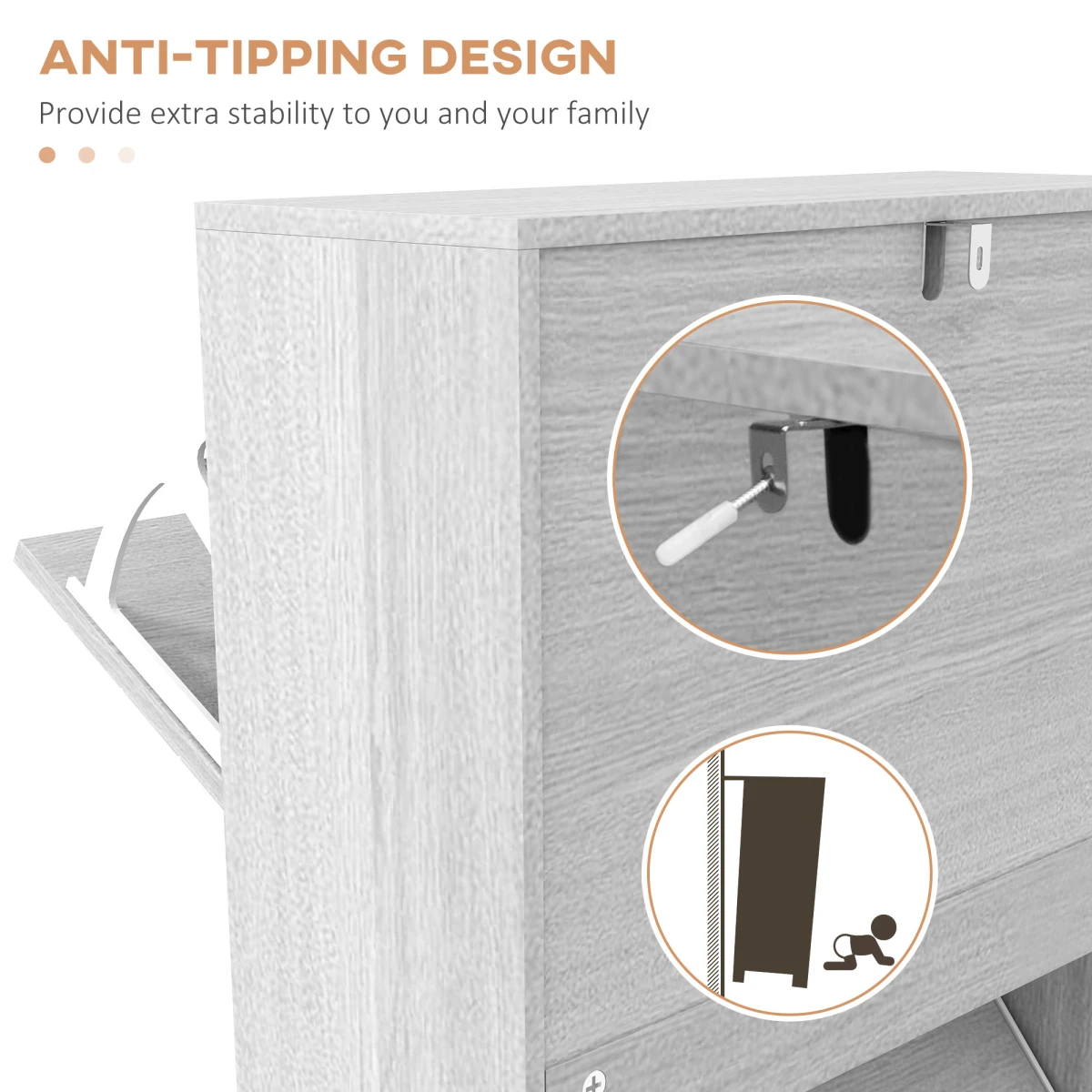 HOMCOM Slim Shoe Storage Cabinet with 3 Flip Drawers for 12 Pair of Shoes by HOMCOM