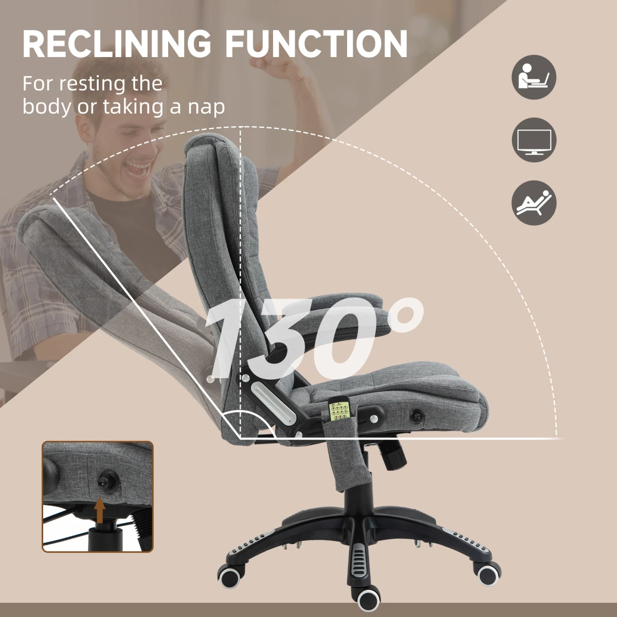 Premium Executive Recliner Full-Size Six-Point Heated Massage Chair With Headrest For Office by Unbranded