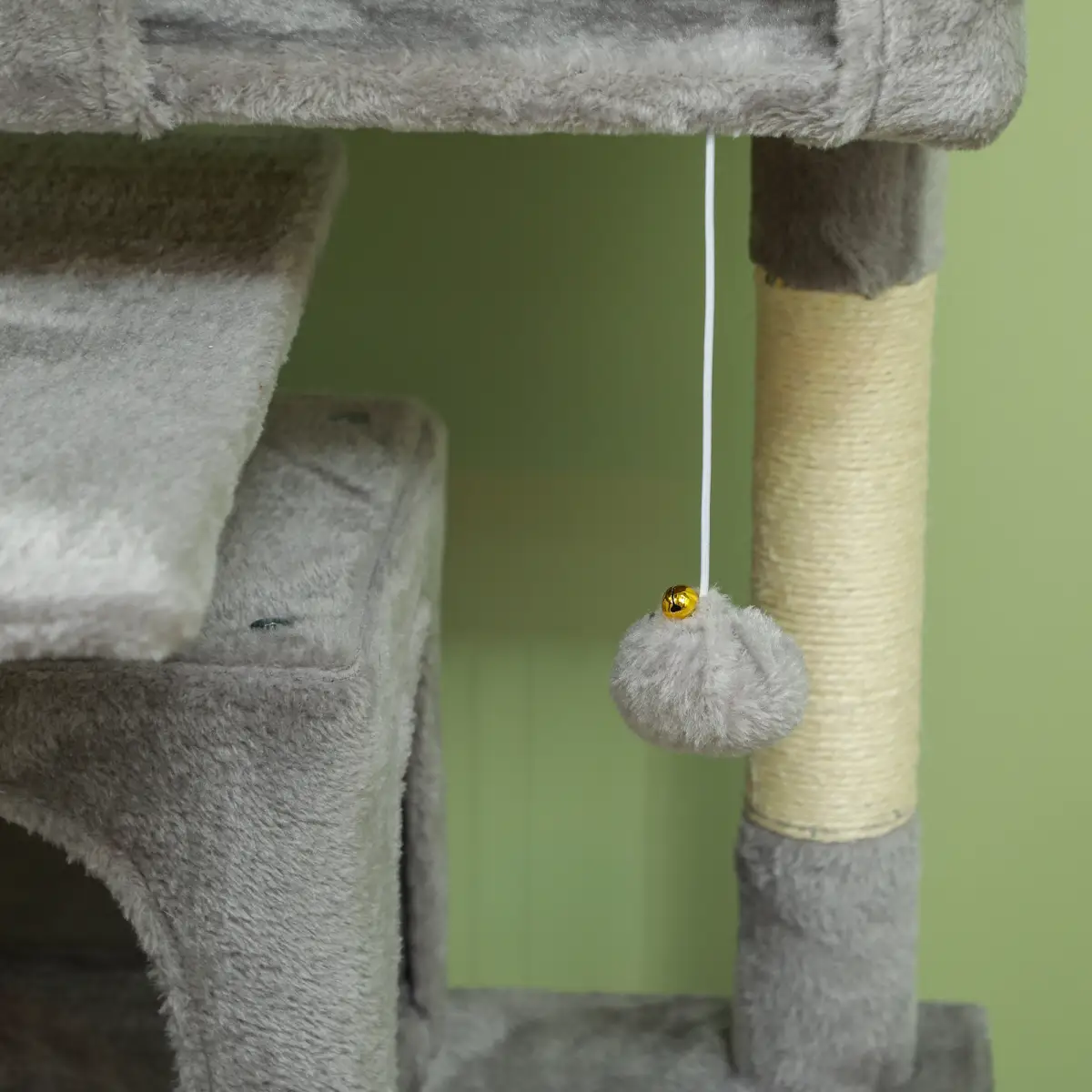 PawHut PawHut 138cm Cat Tree with Scratching Posts and Pad, Bed, Condos, Light Grey - Cat Tree