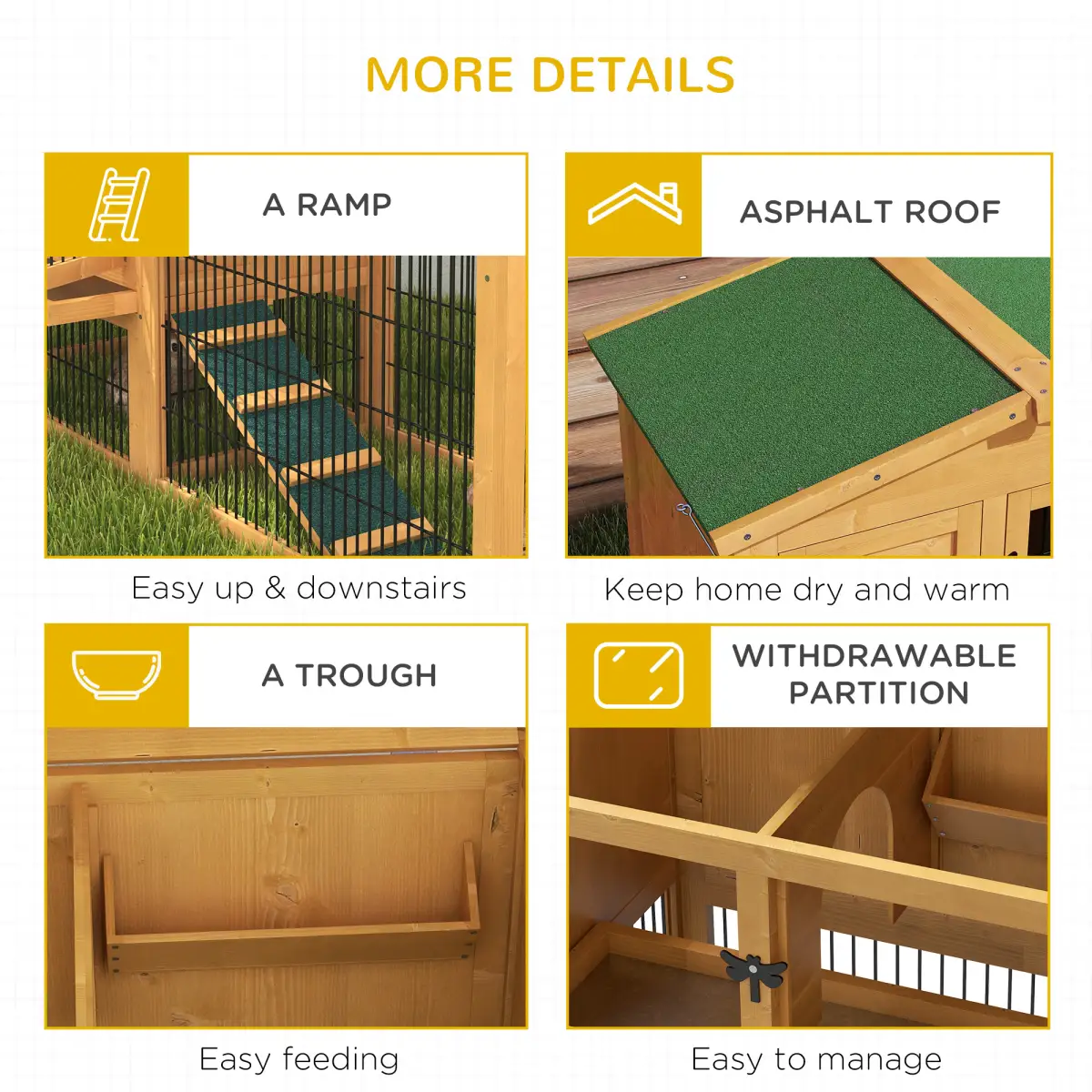 PawHut Pawhut Rabbit Hutch Pet House Outdoor Run Design w/ Water-Resistant Paint Ramp - Rabbit Hutch