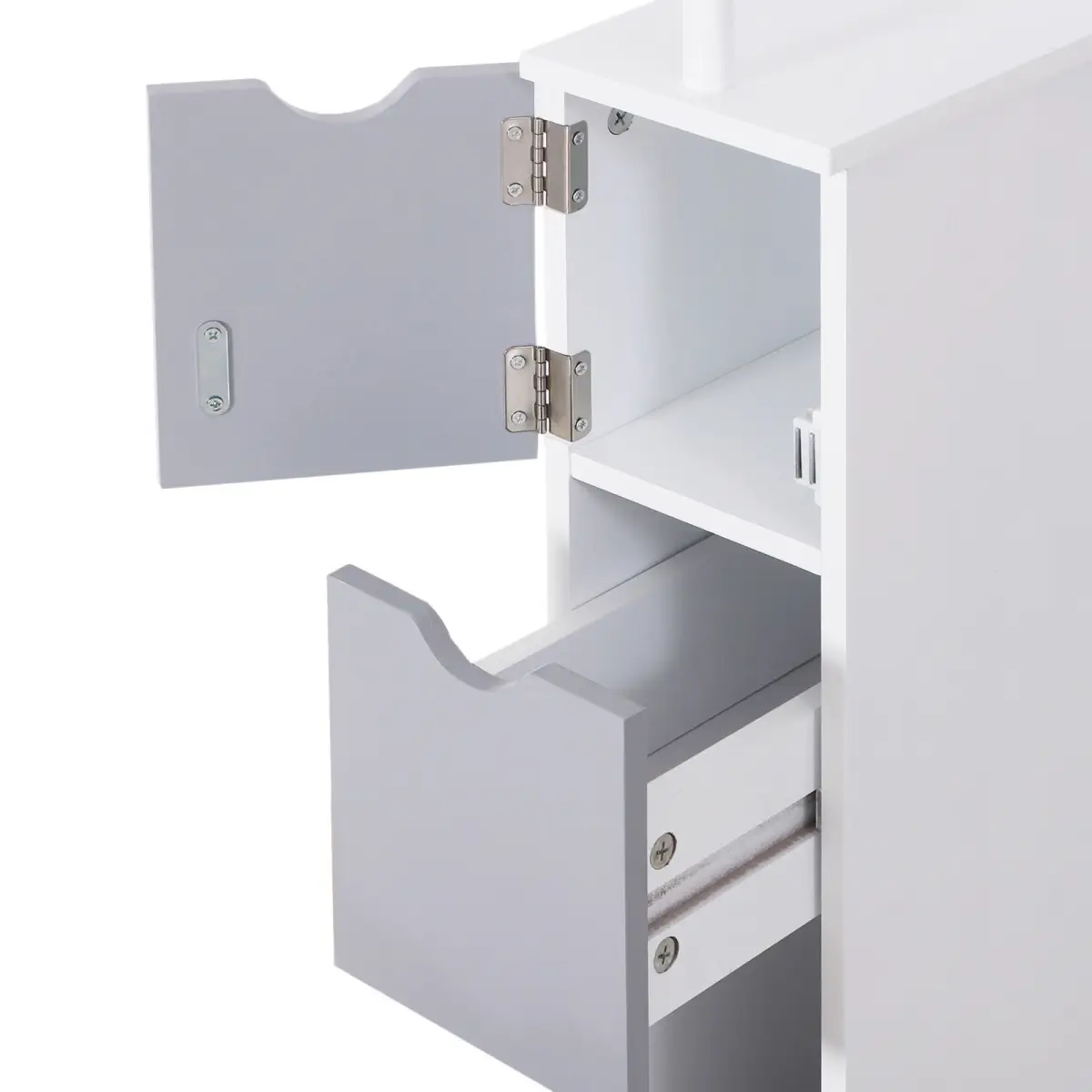 Unbranded HOMCOM Bathroom Storage Cupboard Thin Cabinet Unit Shelf White w/ Drawers - Display Cabinet