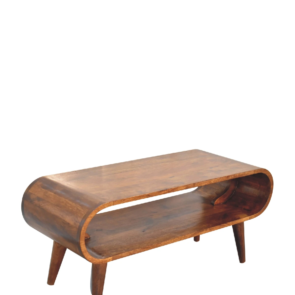 Artisan Coffee Table Compact Solid Mango Wood Chestnut Finish Nordic Smooth Round Edges Family Safe by Artisan Furniture