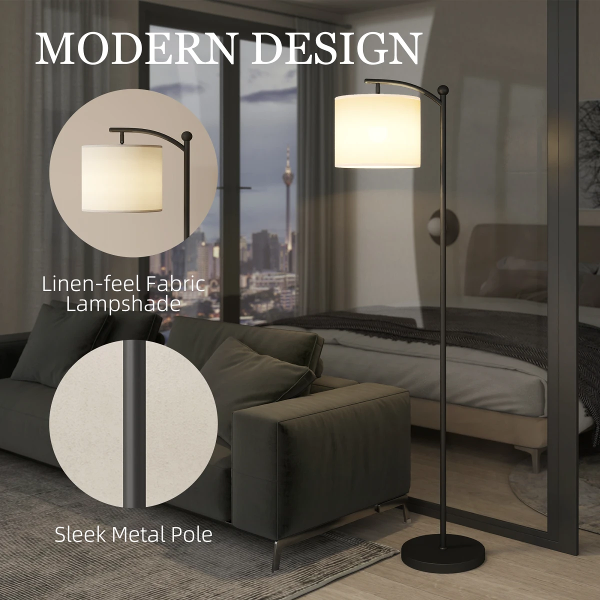 HOMCOM LED Floor Lamp with 11 Color Levels for Modern Living by HOMCOM