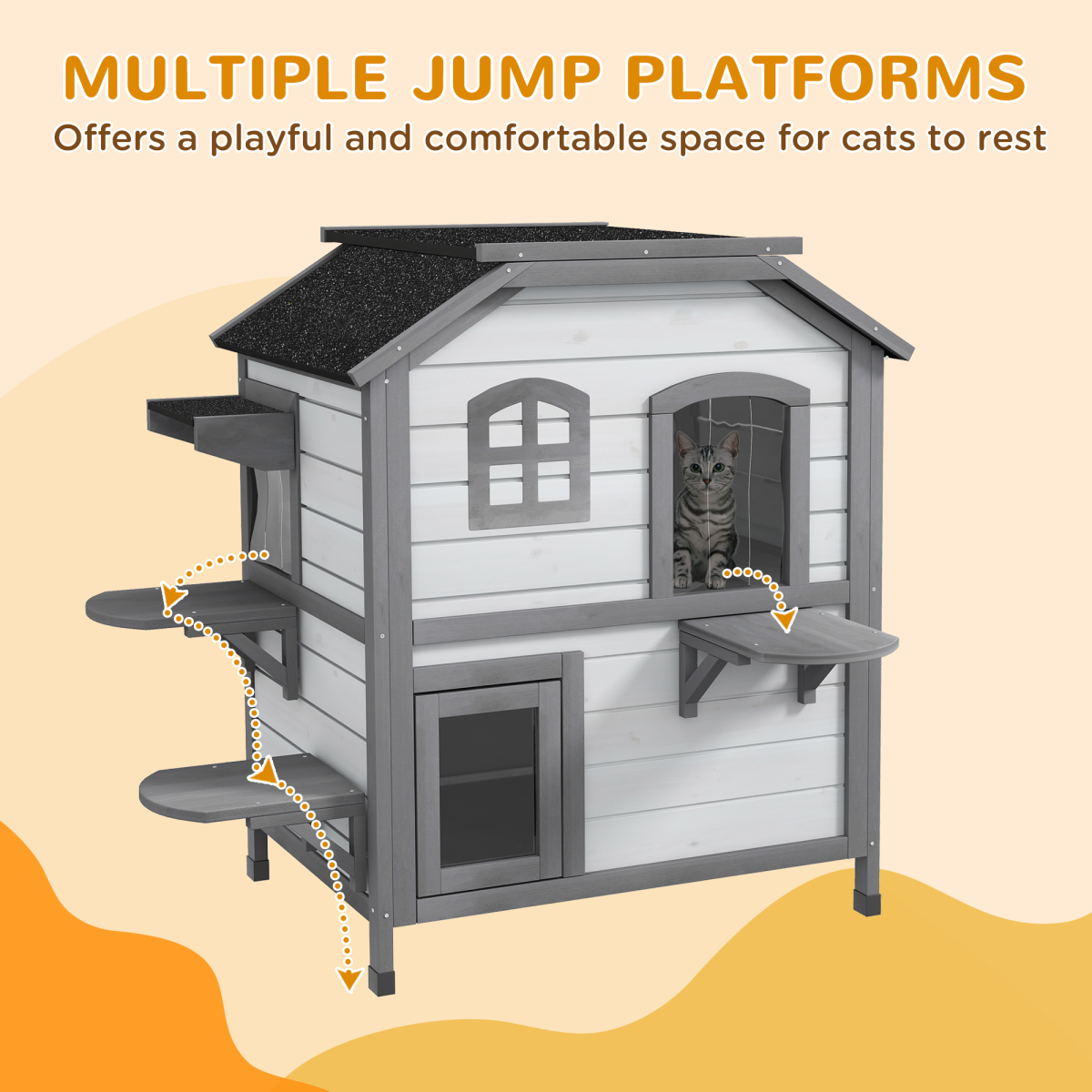 PawHut Kitten Condo with Openable Roof, Catio Enclosure Furniture, White - from PawHut