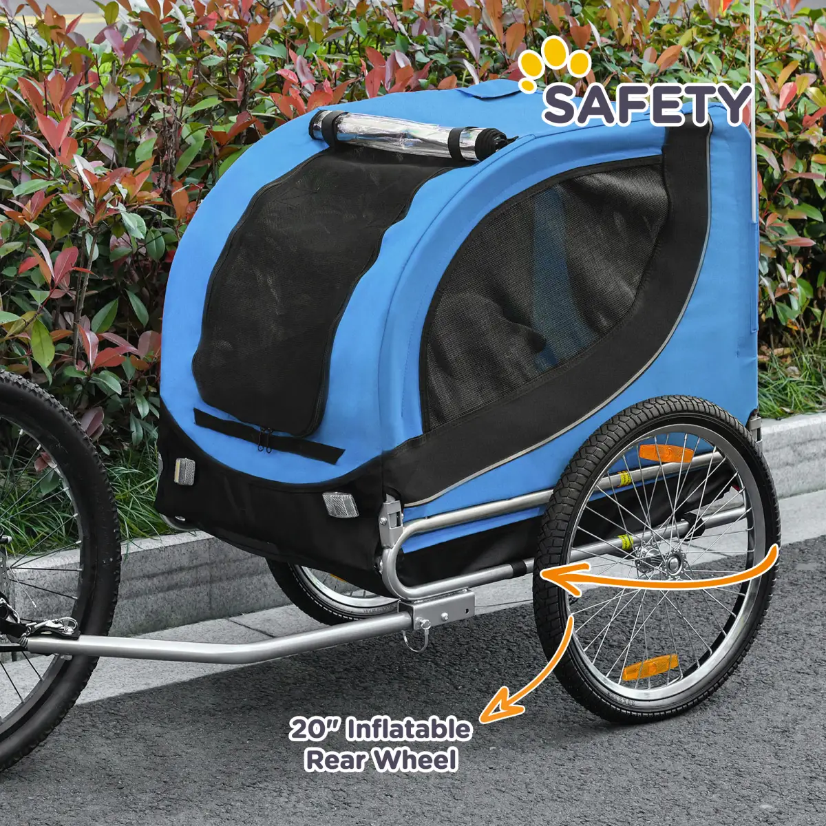 Pawhut Dog Bike Trailer Pet Cat Carrier for Small Medium Puppy Travel Black and Blue - Pet Carrier