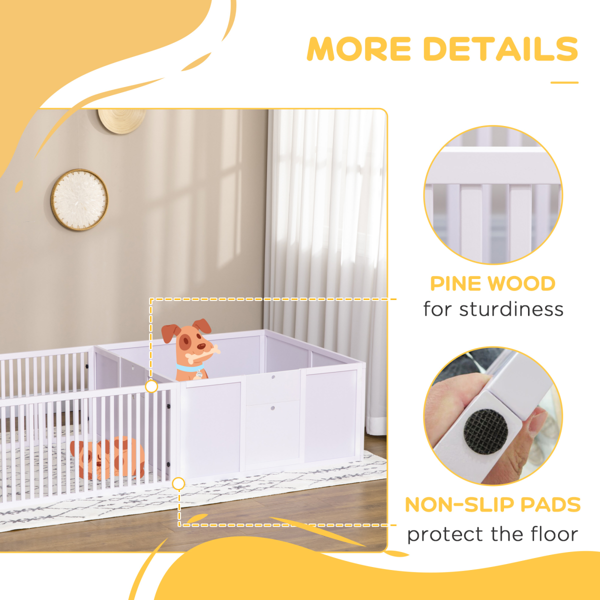 7 Panels Puppy Pen for Indoors, with Three Doors, Two-Room Design - from PawHut