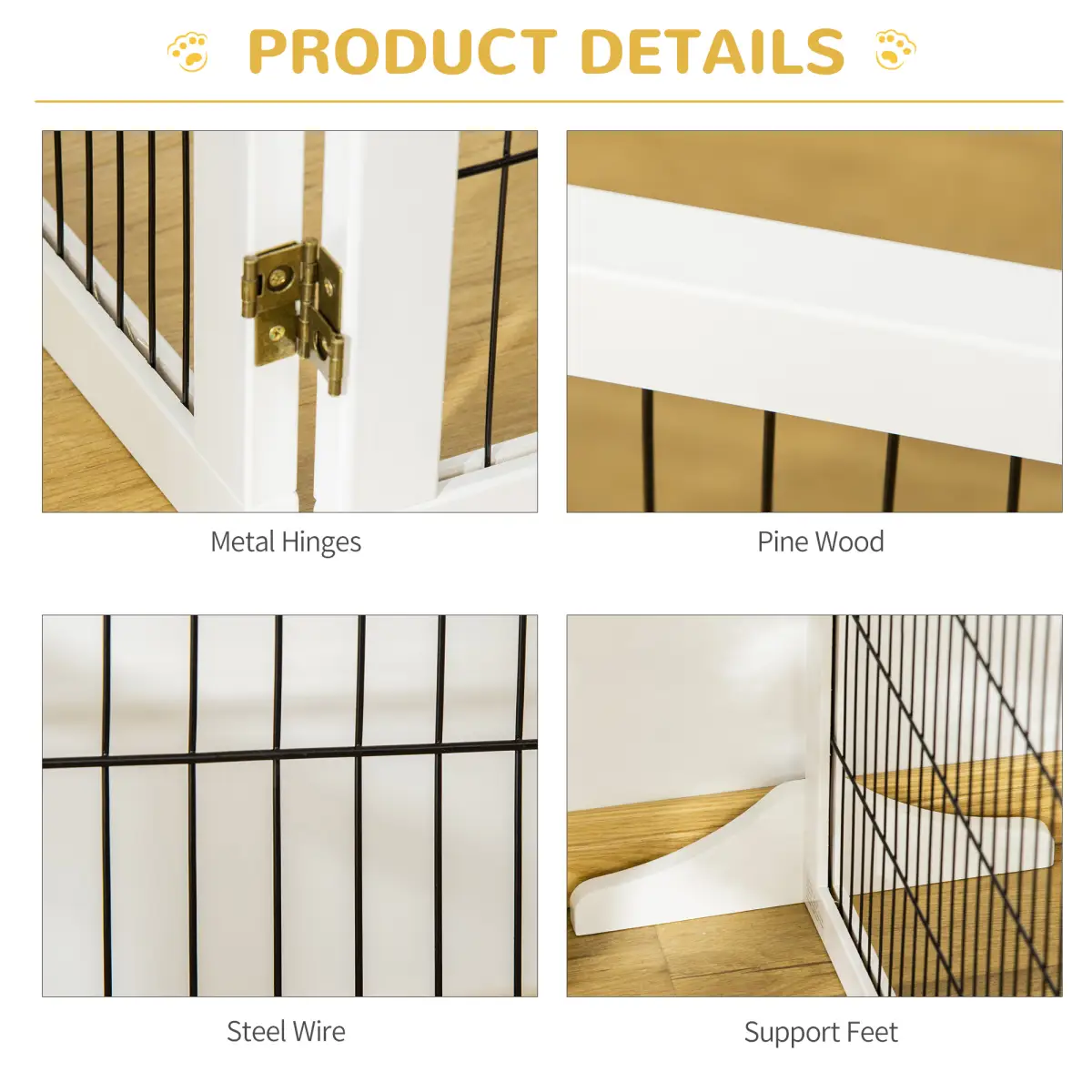 Unbranded Freestanding Pet Dog Gate 6 Panel Foldable Wooden Playpen 432cm Long Pawhut - Pet Gate