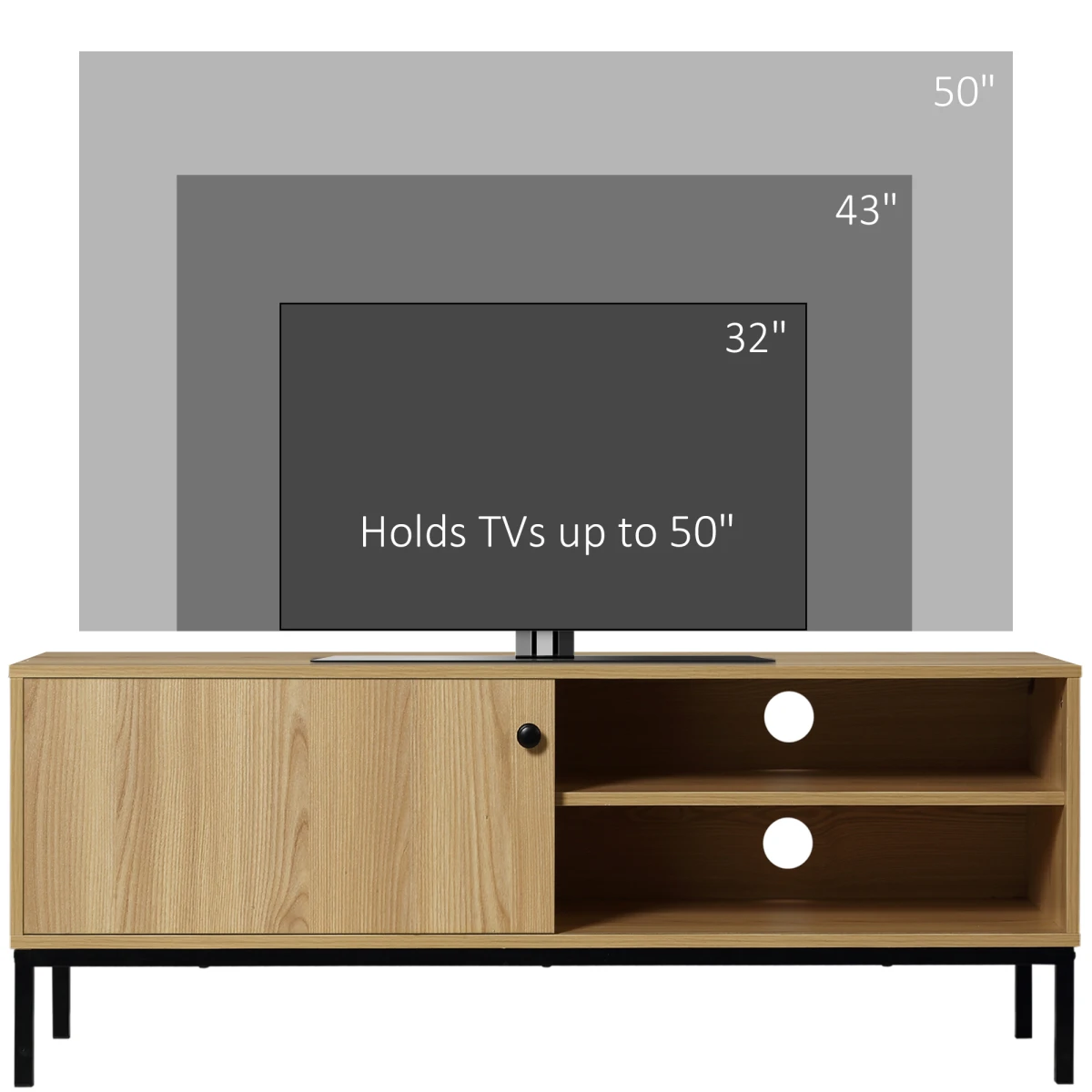 HOMCOM TV Stand Cabinet 50 Inch TV Sliding Door Living Room - TV Unit