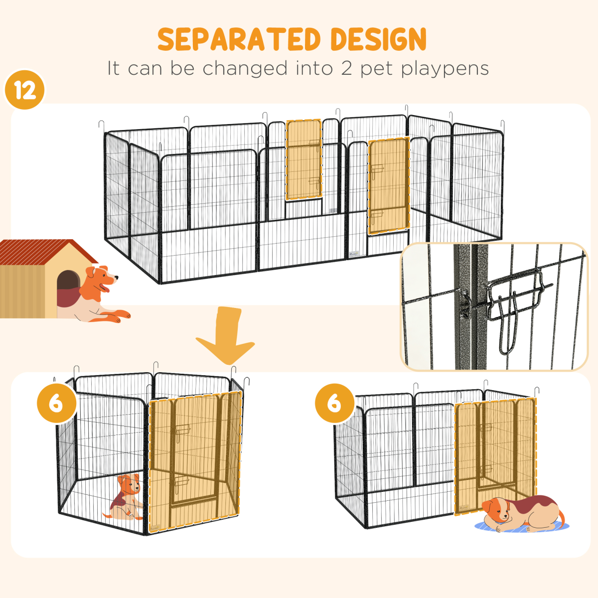 Heavy Duty Puppy Play Pen, 12 Panels Pet Exercise Pen, for Indoors, Outdoors - from PawHut
