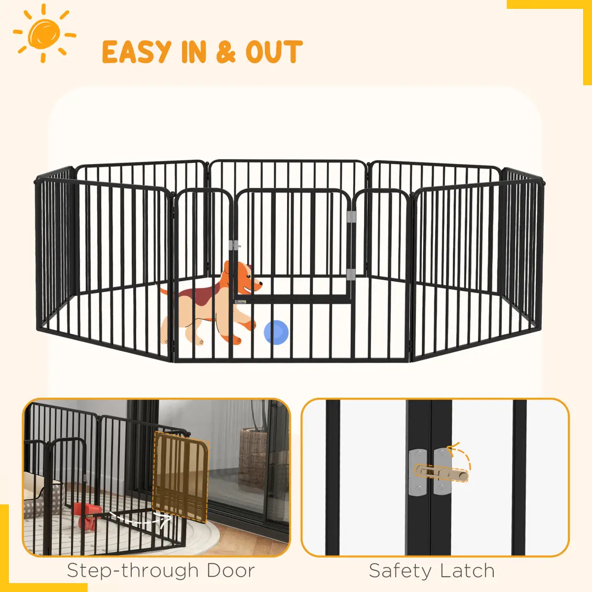 PawHut PawHut 60cm 8 Panels Heavy-Duty Dog Playpen for Small Dogs - Pet Playpen