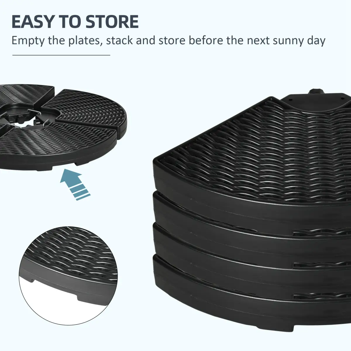 Outsunny Outsunny 4PCs Parasol Bases Umbrella Weights w/ Handles for Garden Patio, Black - Parasol