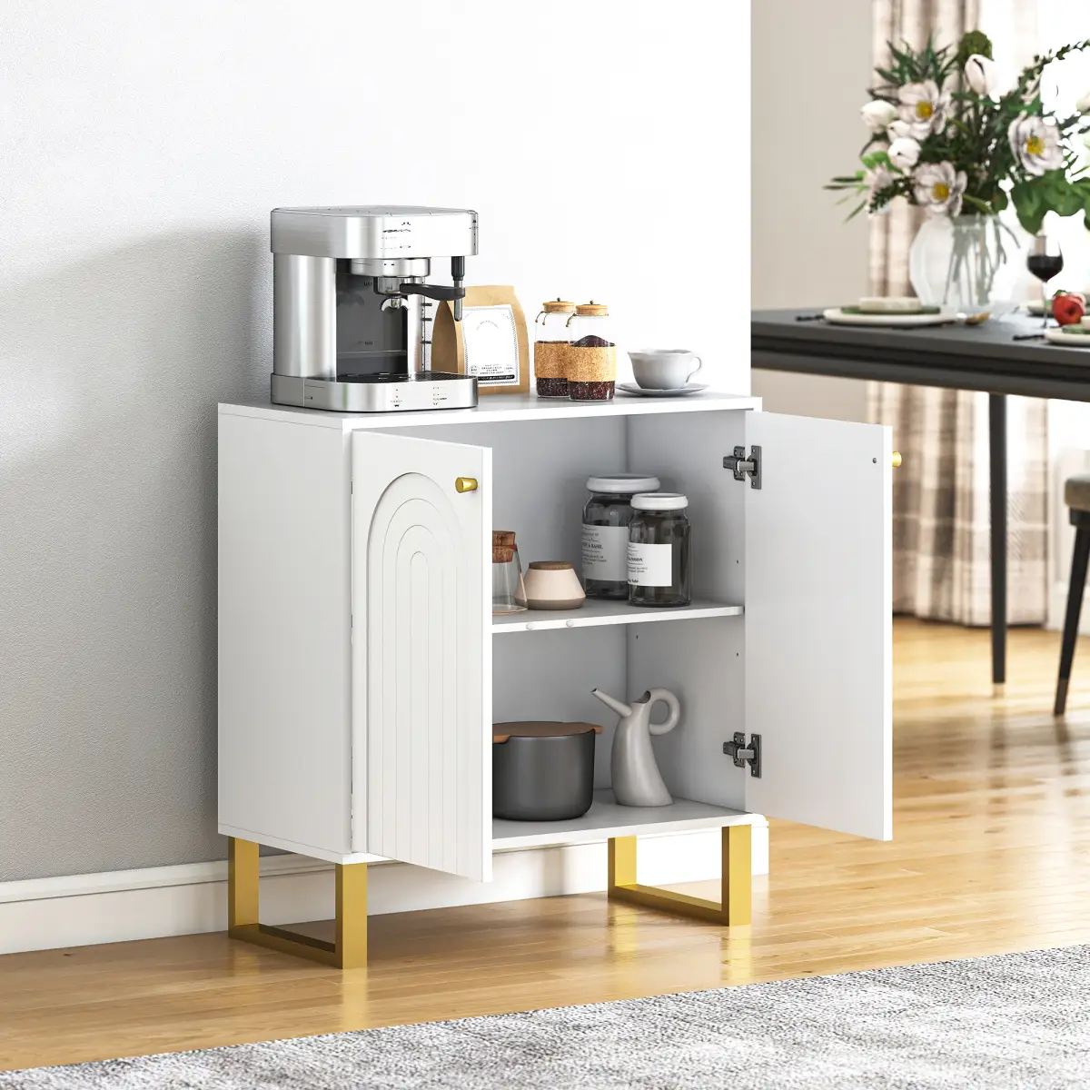 HOMCOM HOMCOM Sideboard with Adjustable Shelves & Doors for Living Room, White - Sideboard