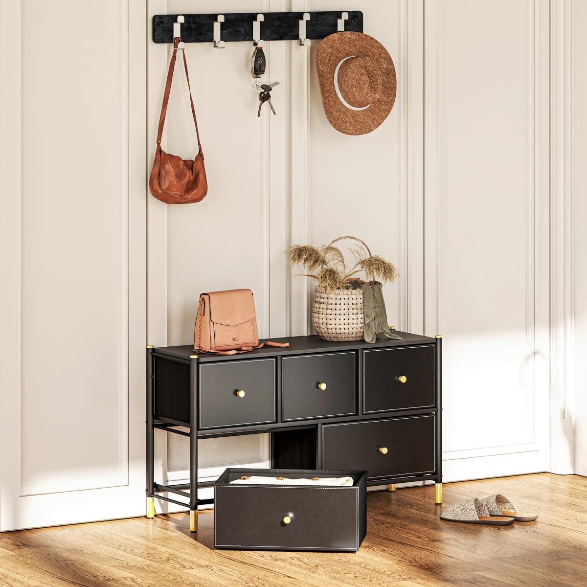 HOMCOM HOMCOM Chest Drawers 3-Drawer PU Leather Bedroom - Chest of Drawers