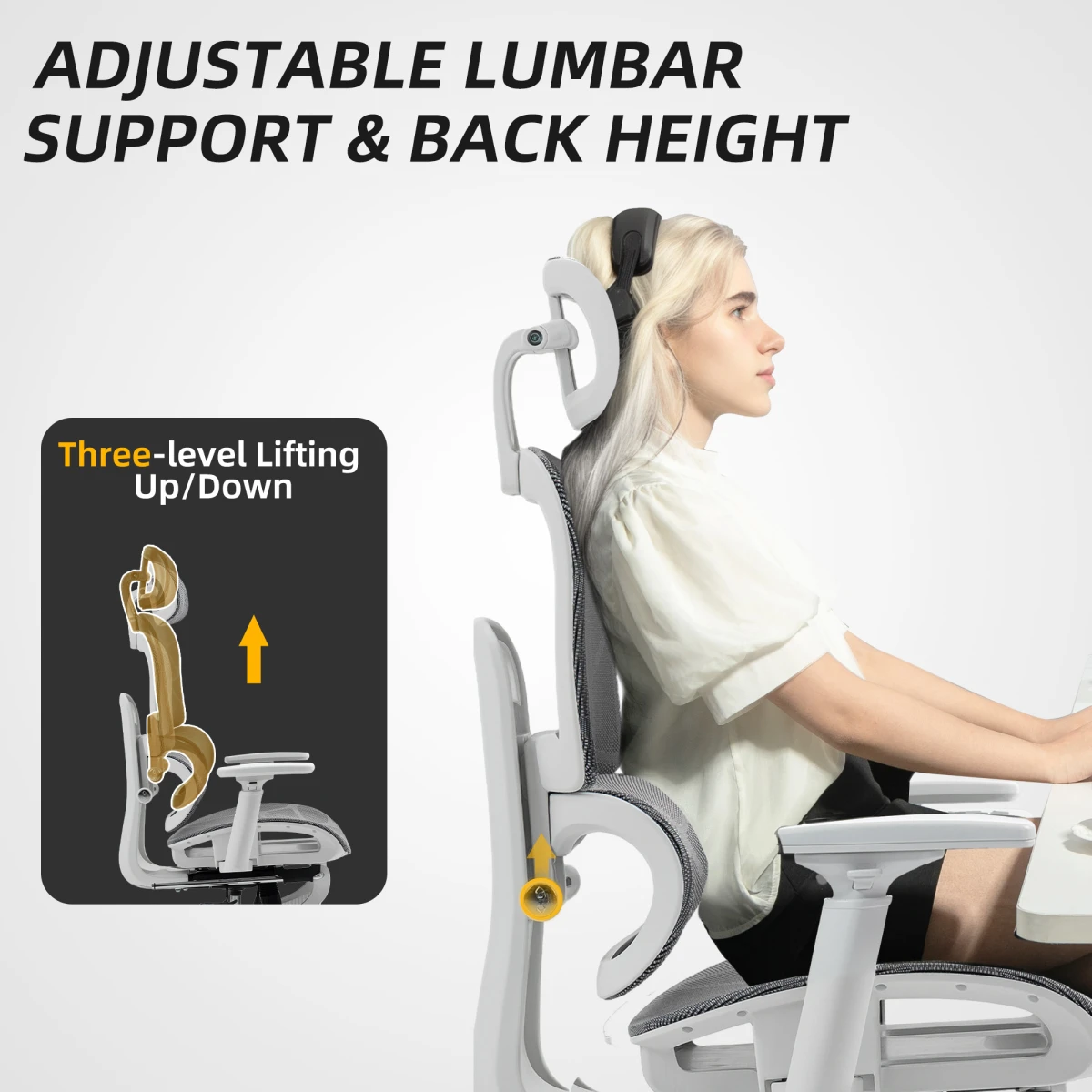 HOMCOM Ergonomic Office Chair Height Adjustable 3D Armrests 135 Degree Recline Mesh Back For Home Office by HOMCOM