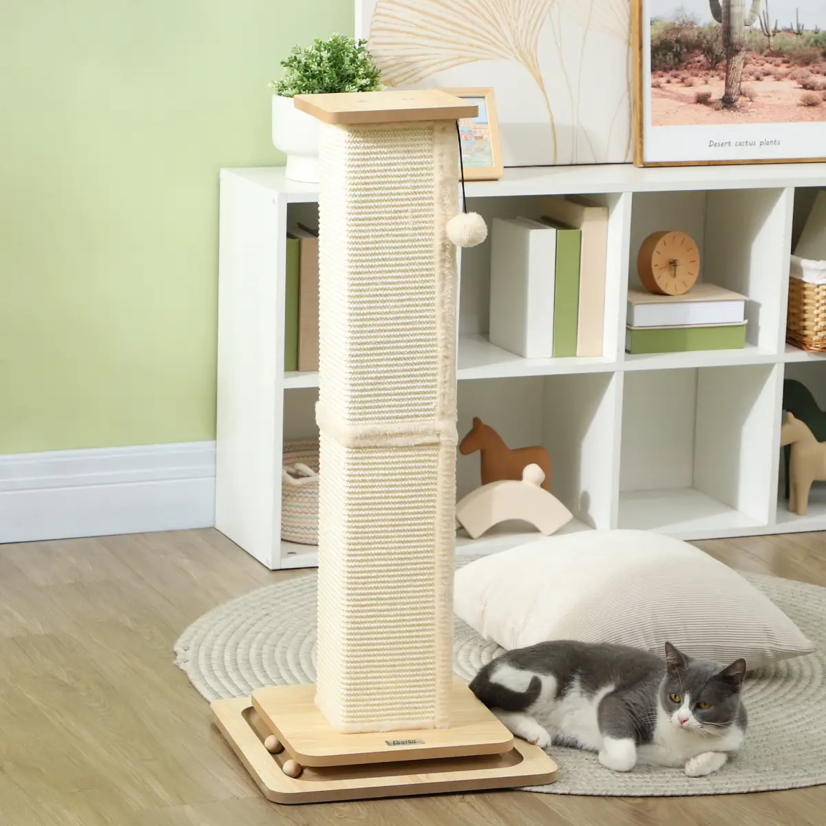 PawHut PawHut 87cm Cat Scratching Post 3 in 1 Cat Scratcher w/ Track Ball Toy - Cat Tree