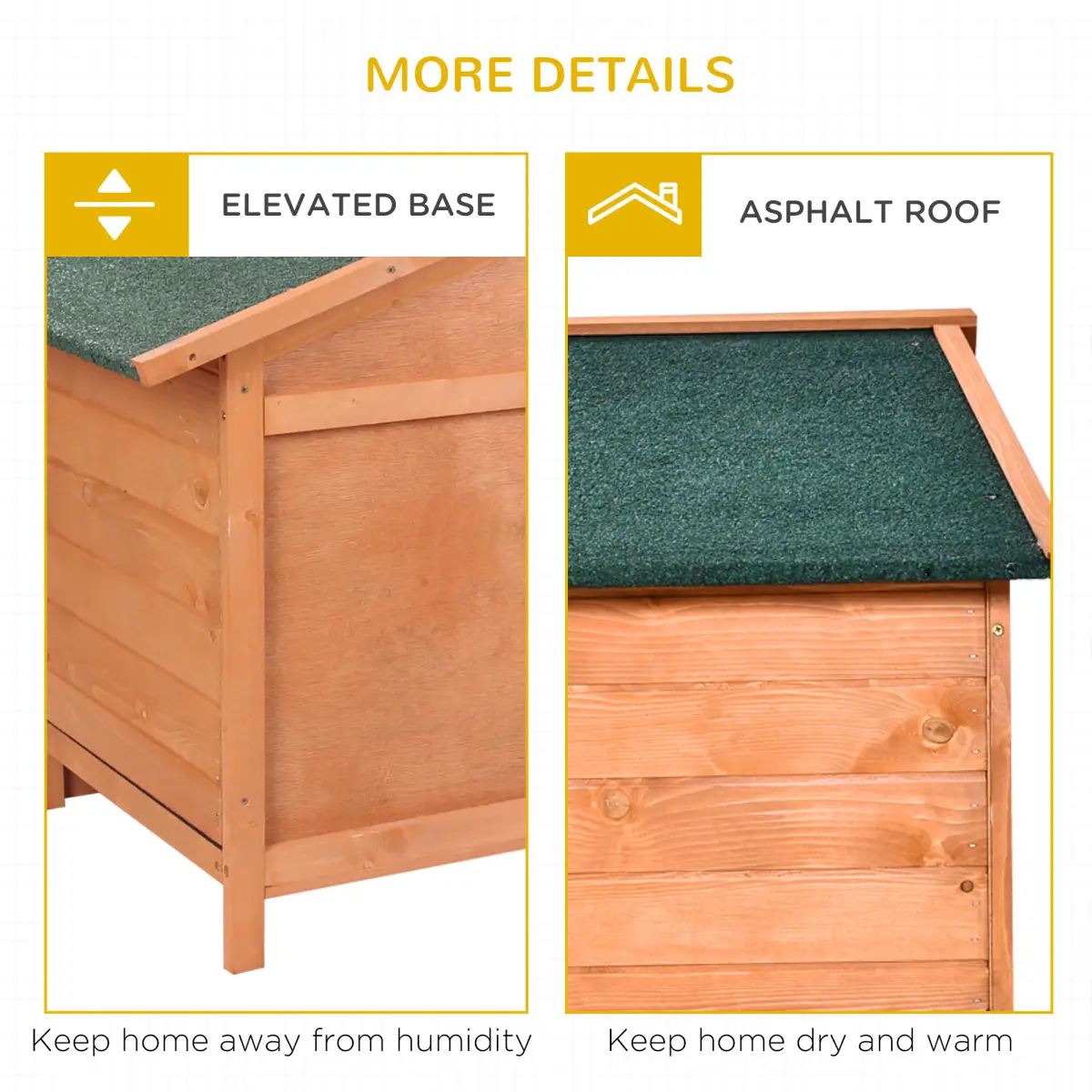 PawHut Wooden Rabbit Hutch Detachable Pet House with Openable Run & Roof - Rabbit Hutch