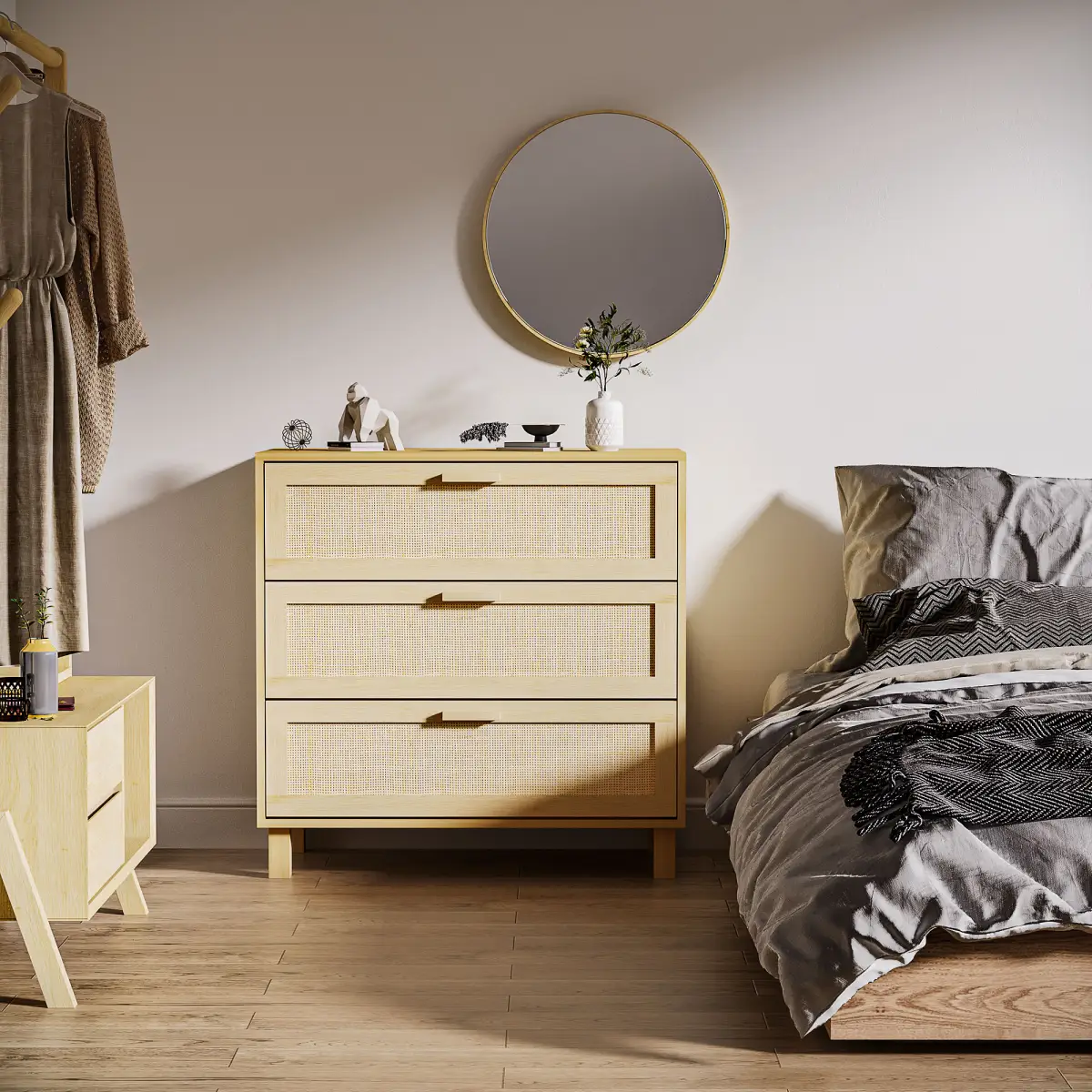 Unbranded 3 Drawer Cabinet Storage Cupboard Wooden Freestanding Organiser Unit Bedroom - Sideboard