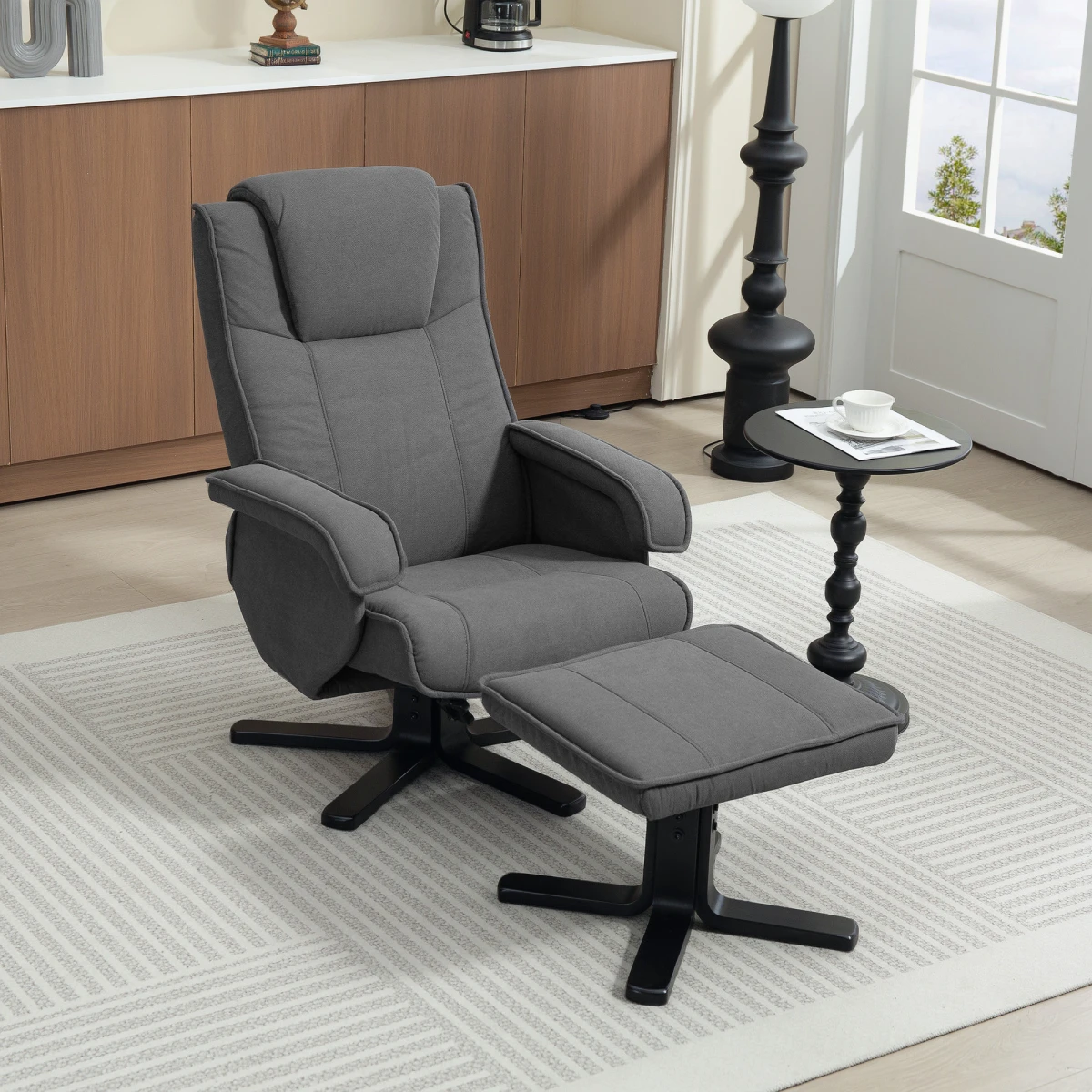HOMCOM Velvet Recliner Medium Footstool 135 Degree Home by HOMCOM