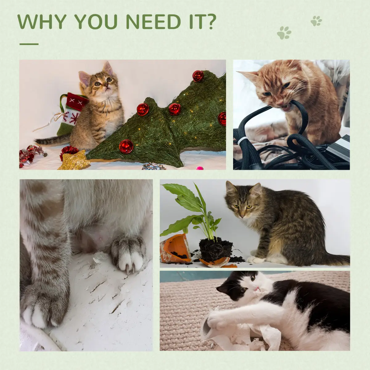 Pawhut Cactus Cat Tree for Indoor Cats w/ Scratching Post Hammock Bed Toy Ball - Green - Cat Tree