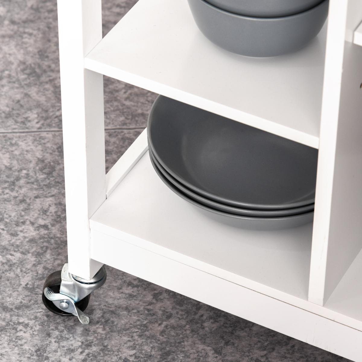 MDF Kitchen Storage Trolley White - from HOMCOM