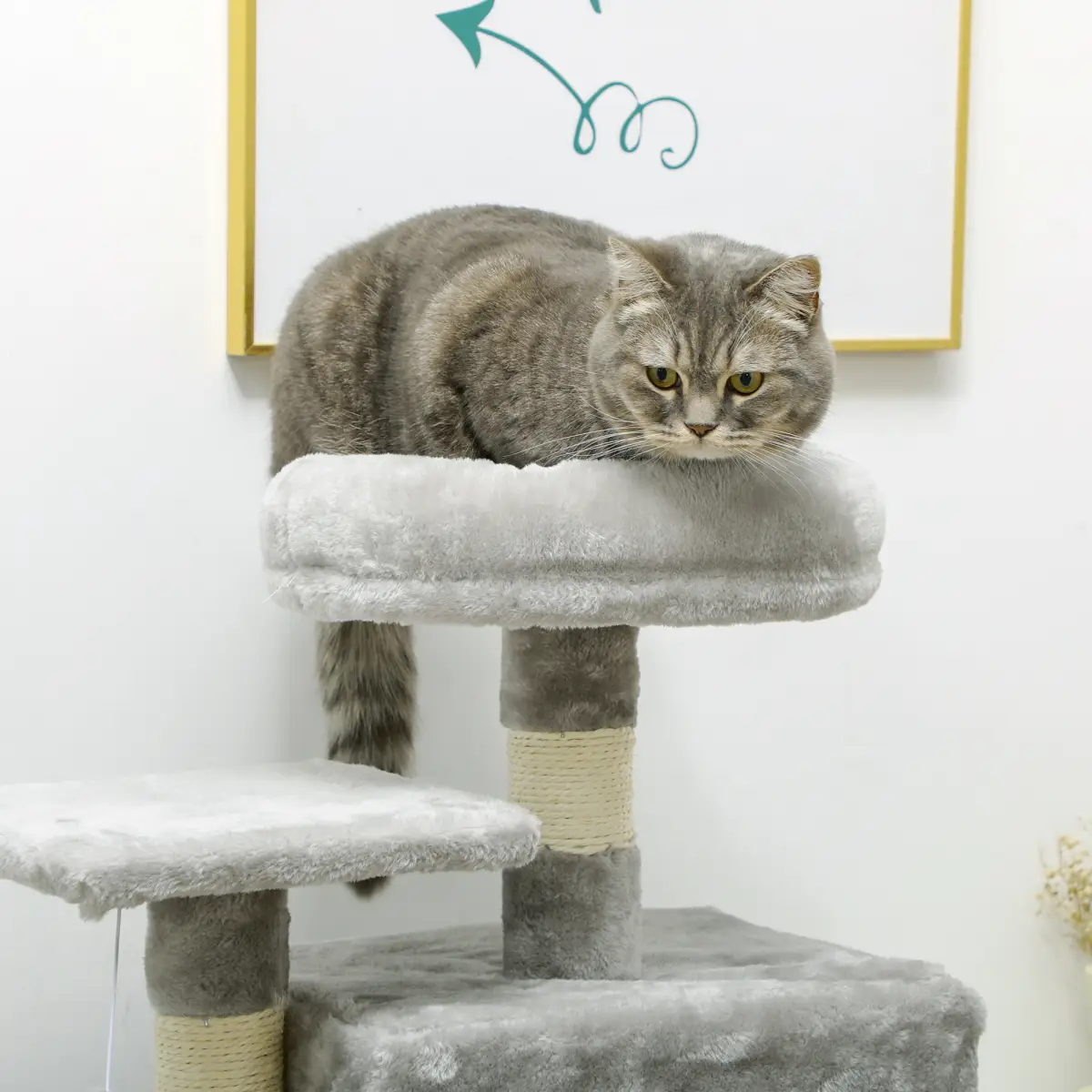 PawHut PawHut 132cm Multi-Activity Cat Tree w/ House Baskets Ladder Scratch Post Grey - Cat Tree